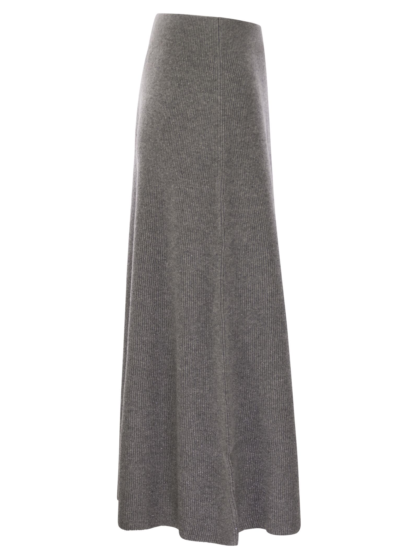 Fabiana Filippi Platinum And Lurex Long Skirt In Gray