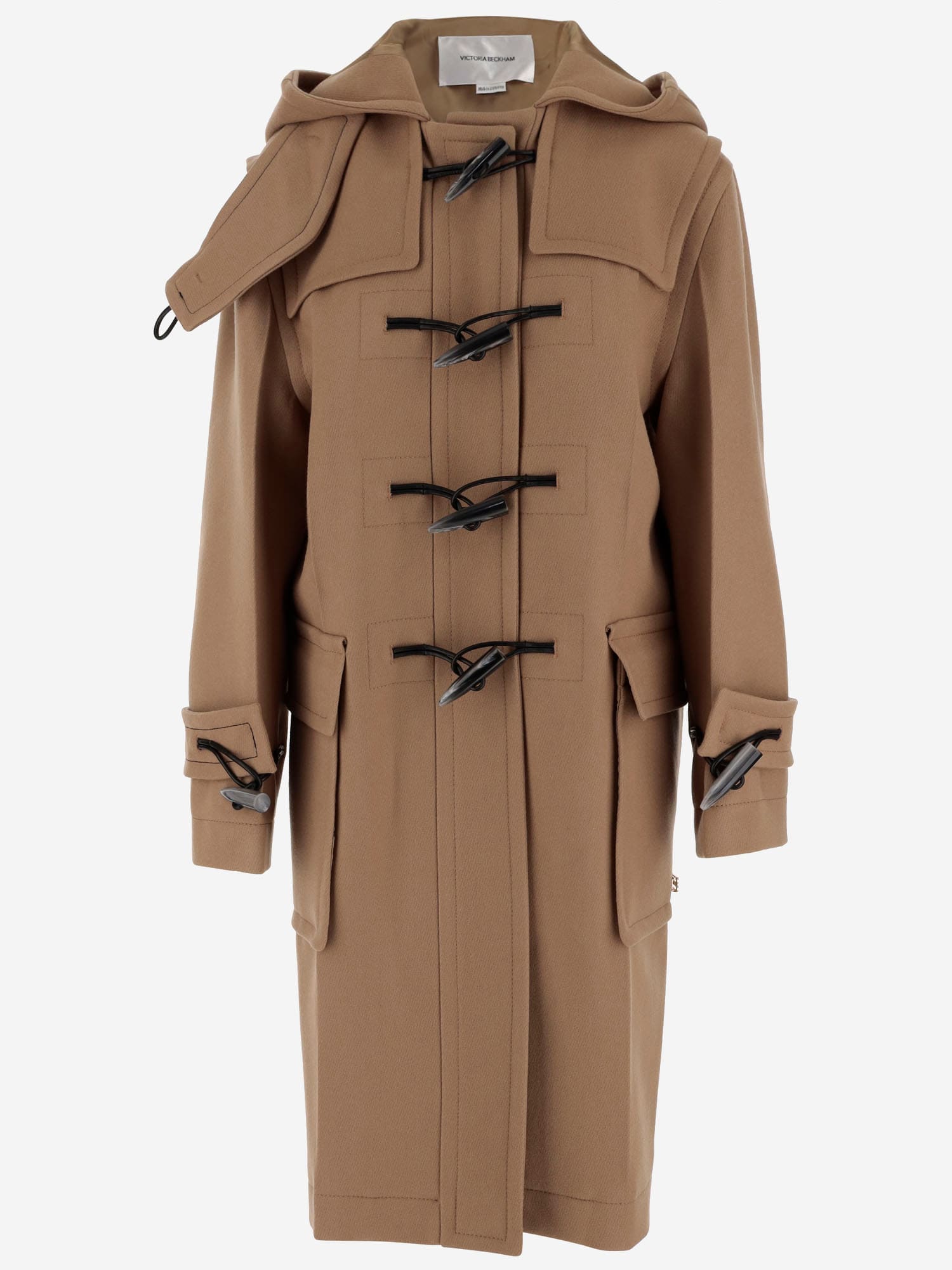 Shop Victoria Beckham Long Wool Coat In Beige