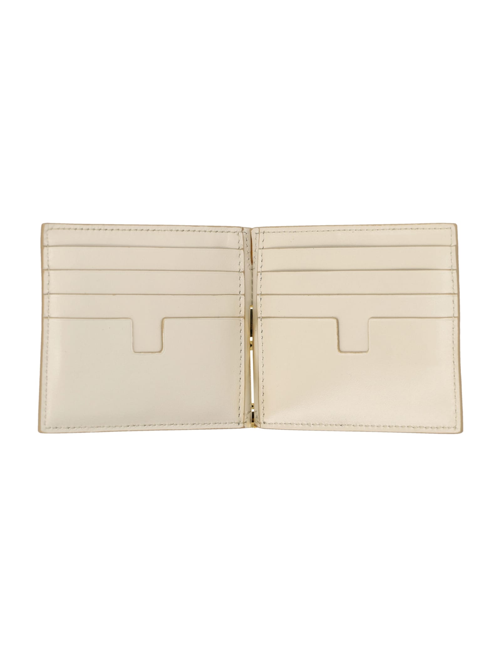 Shop Tom Ford Money Clip Cocco Print In Ivory