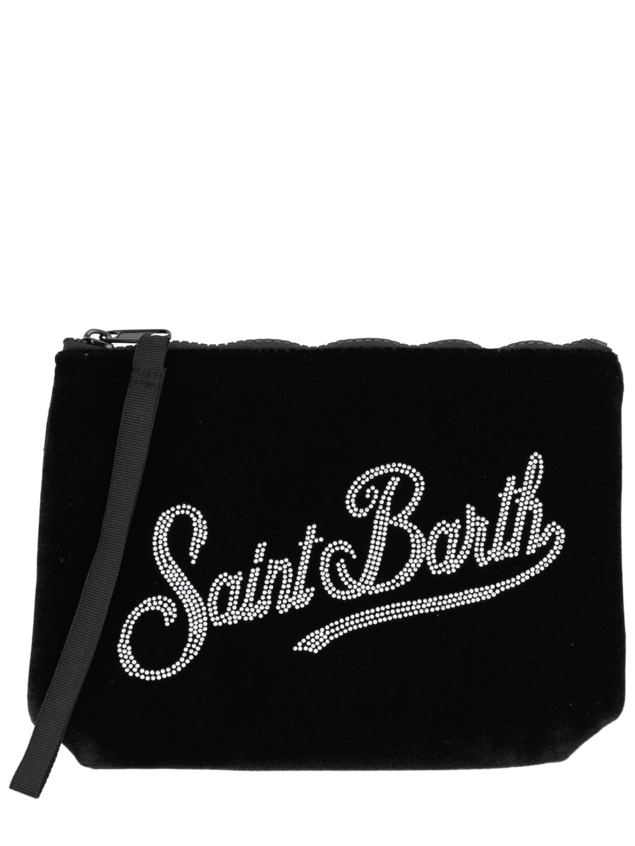 Mc2 Saint Barth Aline Velvet Clutch Bag In Black