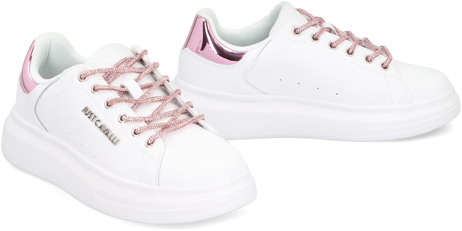 Just Cavalli Leather Low-top Sneakers In White