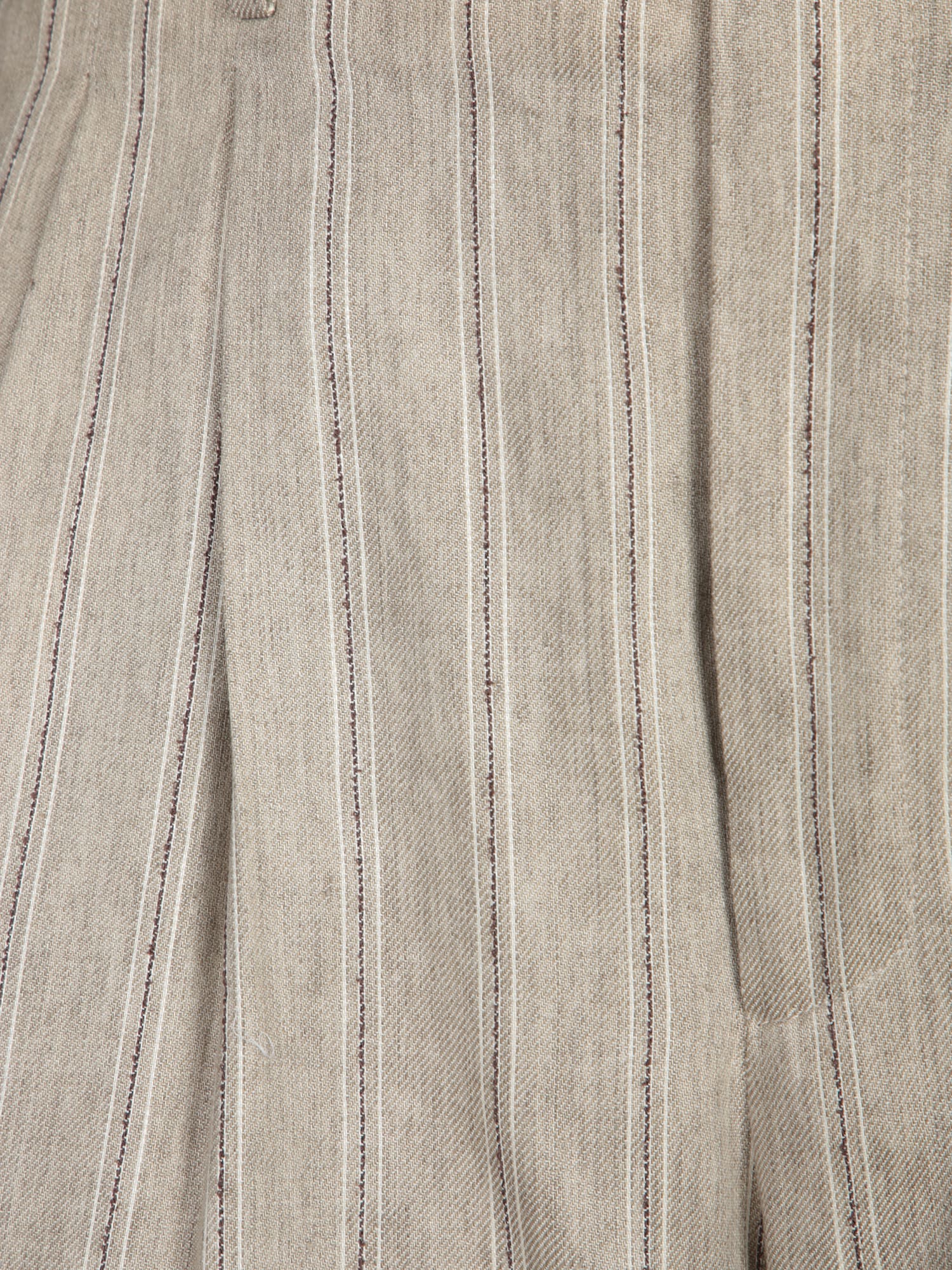 TAGLIATORE STRIPED BEIGE LINEN BERMUDA SHORTS