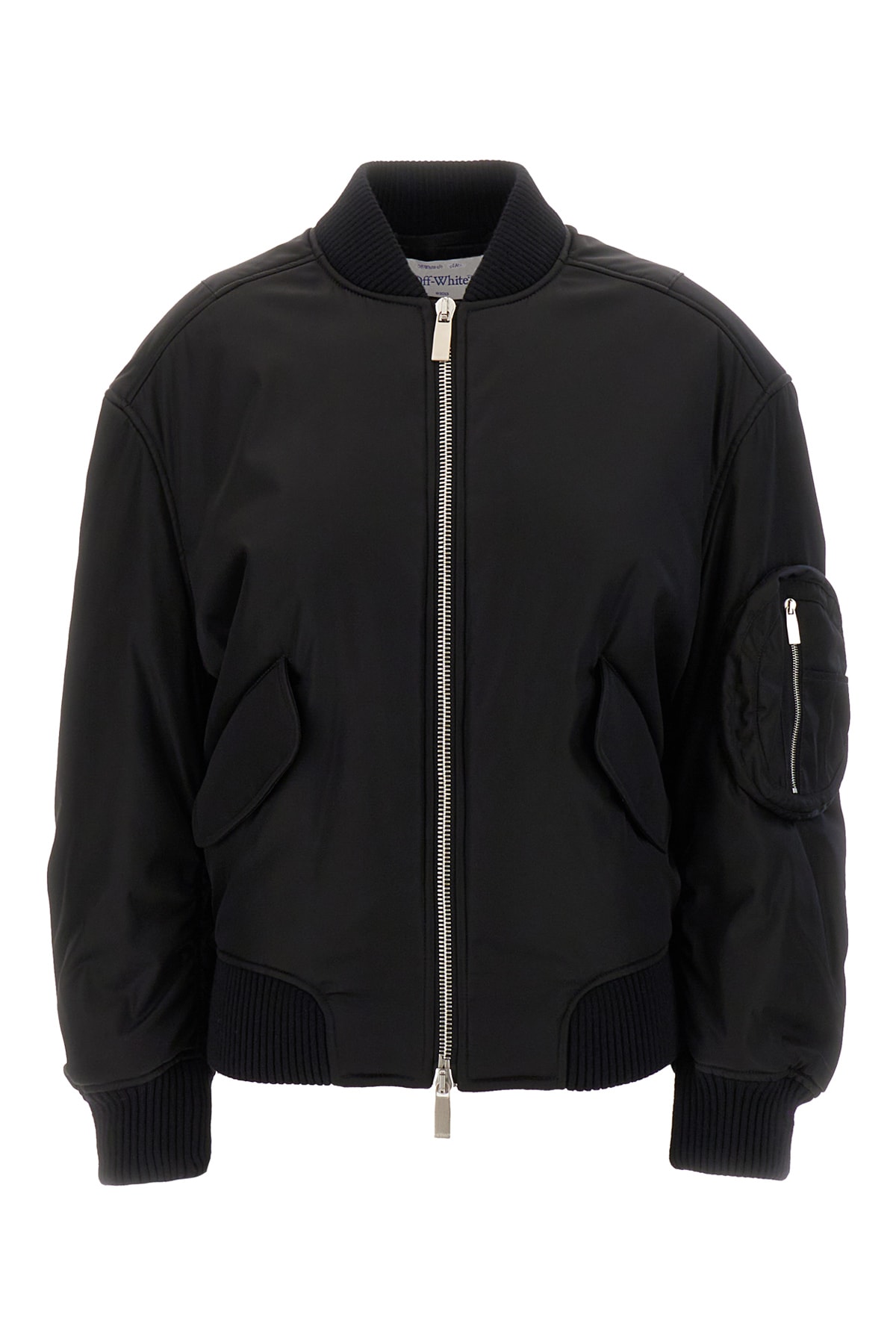 Shop Off-white Black Nylon Padded Bomber Jacket In 1010