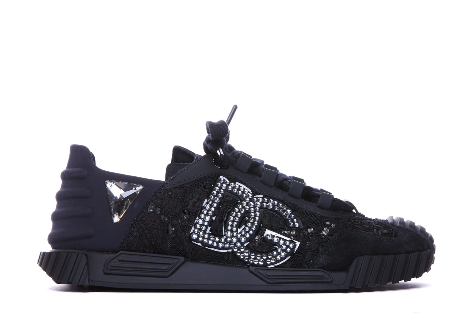 Shop Dolce & Gabbana Lace Ns1 Sneakers In Black