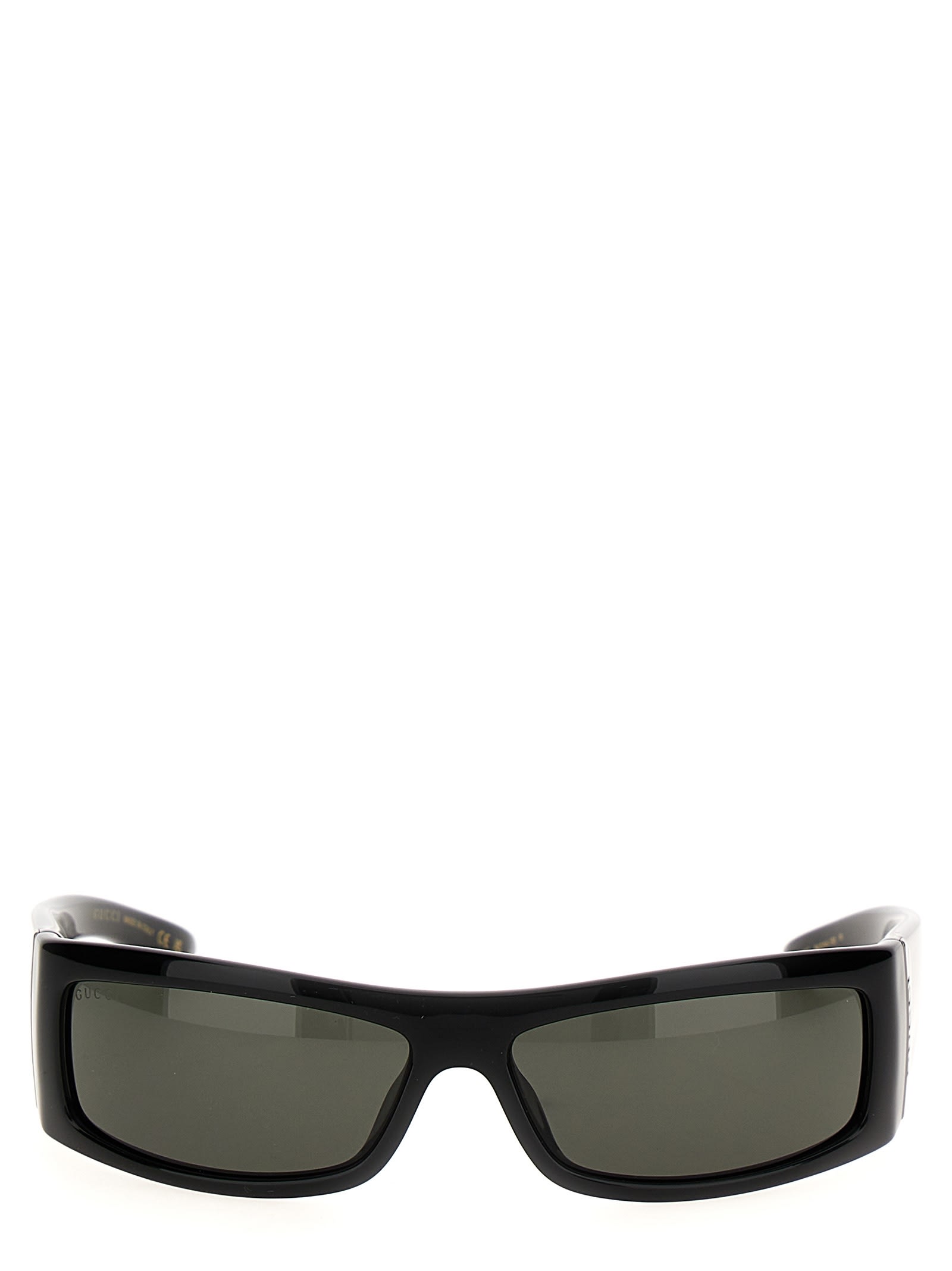 Shop Gucci Rectangular Logo Sunglasses In Black