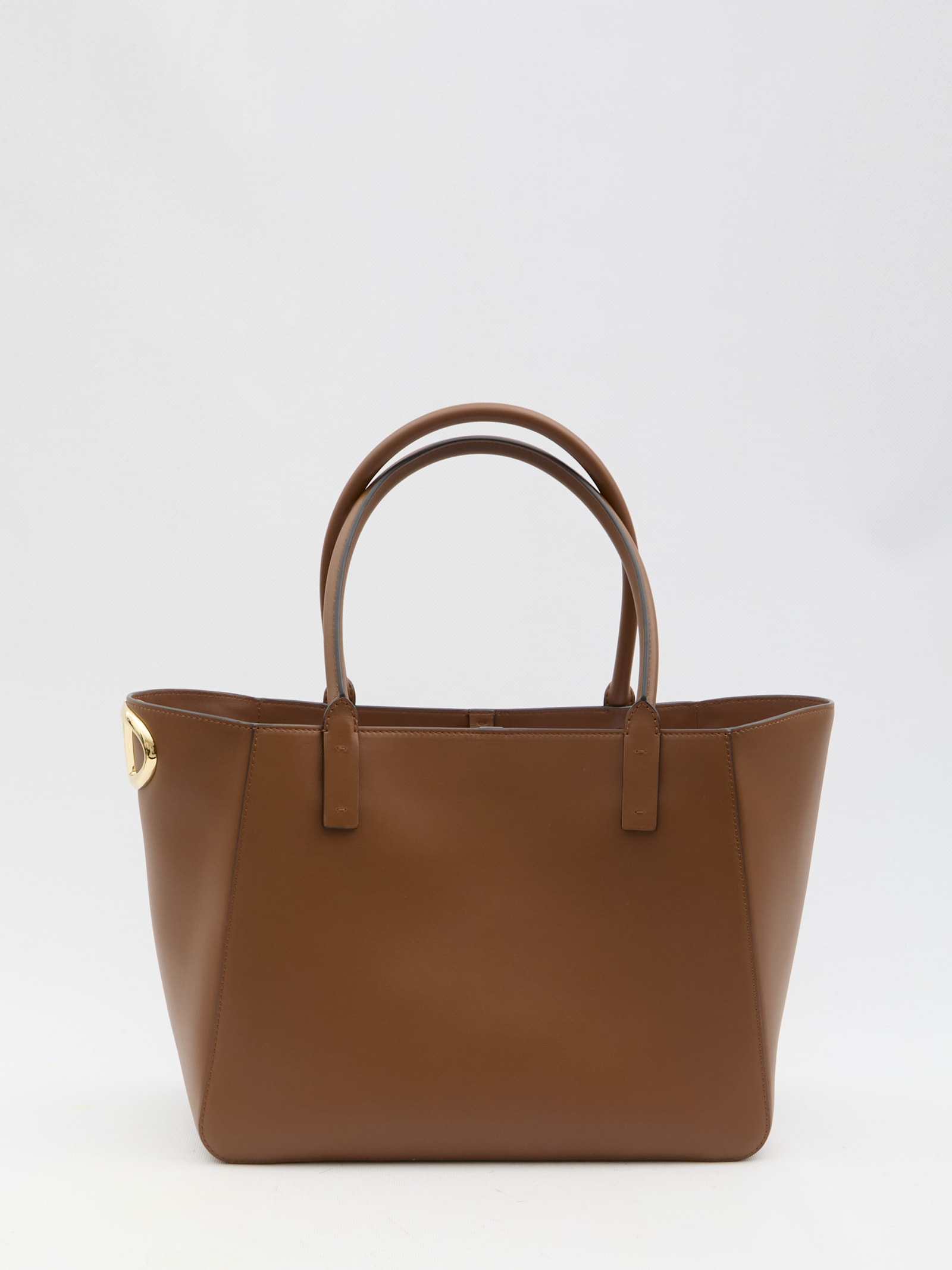 Shop Valentino Vlogo Side Shopping Bag In Brown