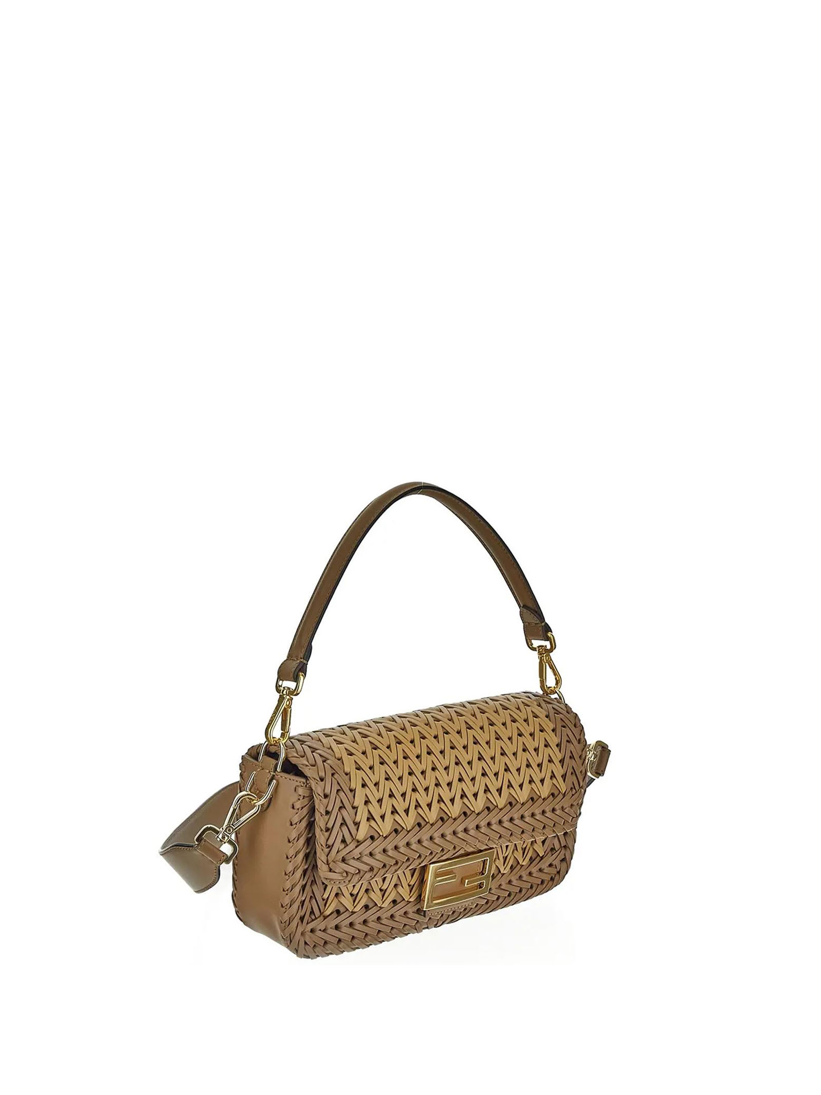 FENDI Baguette Bag with Woven Leather in Beige