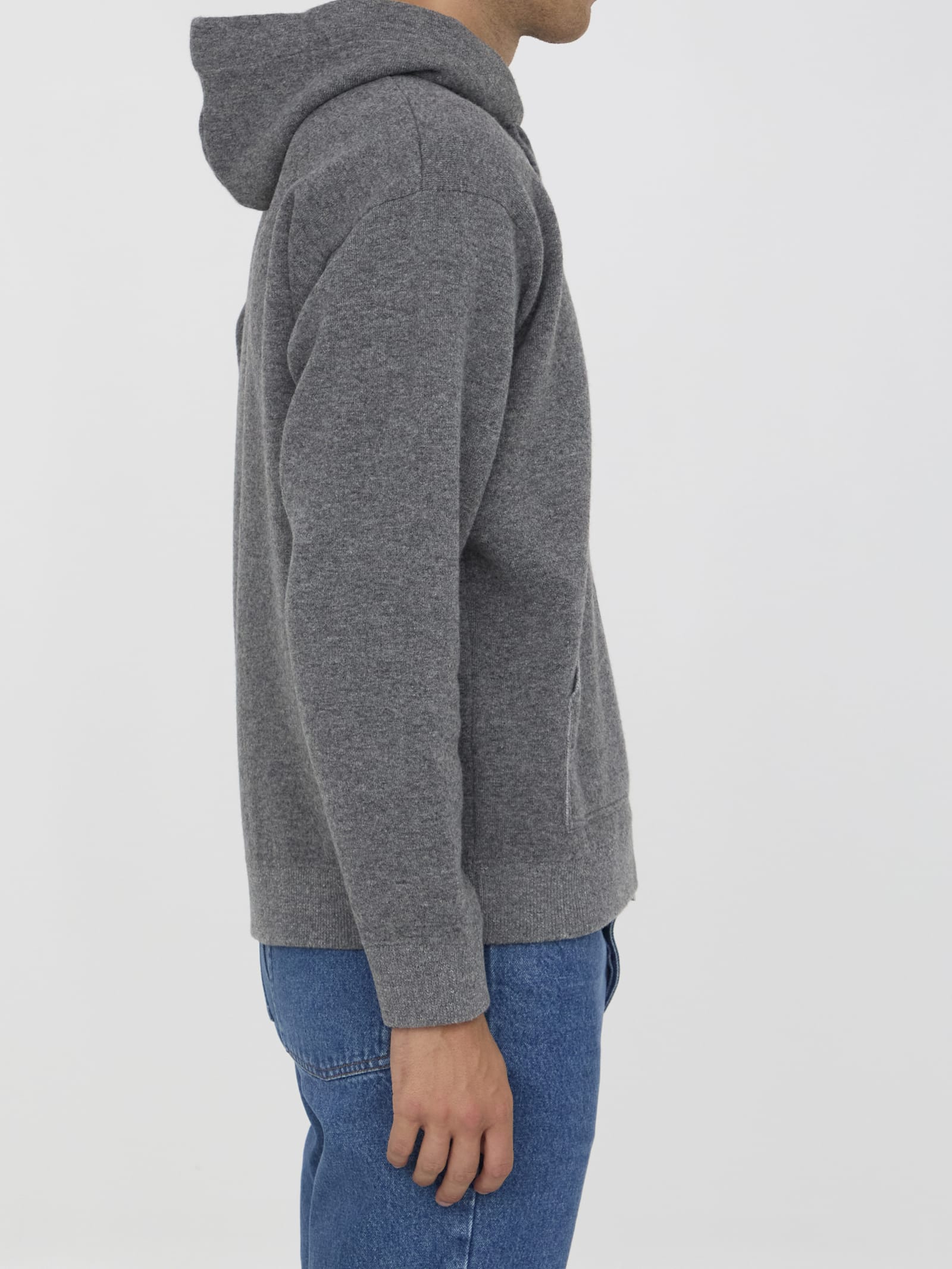 Shop Roberto Collina Zip-up Hooded Sweater In Grey