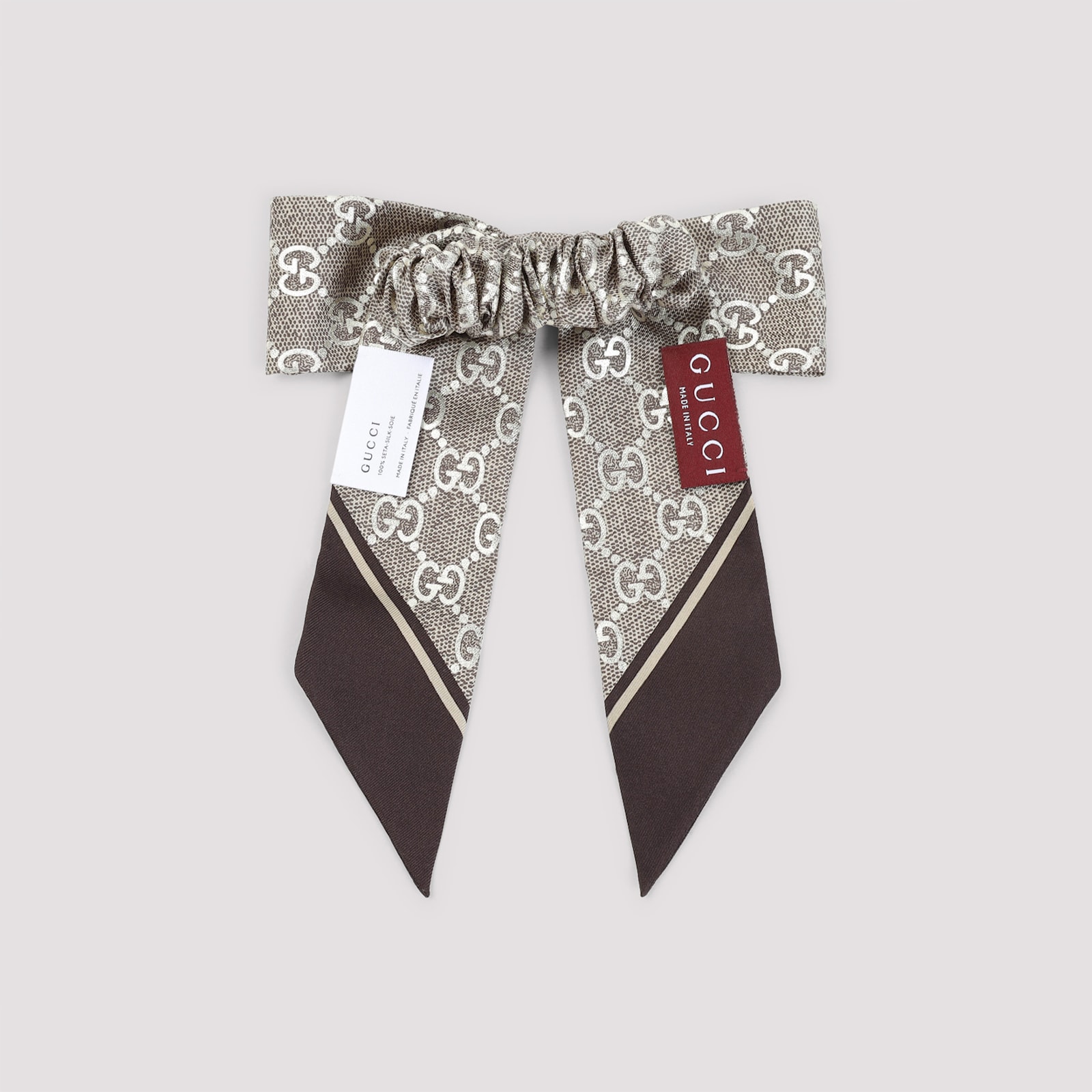 Gucci Gg Silk Jacquard Scrunchies In Gray