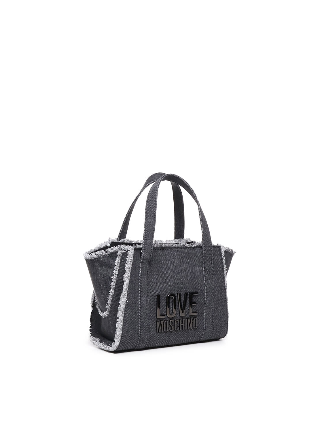 Shop Love Moschino Tote Bag With Fringes In Black