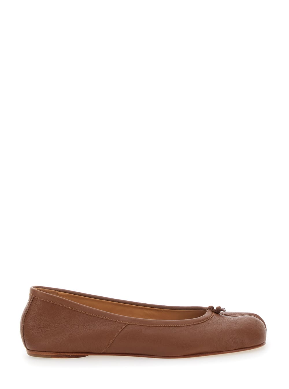 tabi Brown Ballet Flats With Pre-shaped Toe In Smooth Leather Woman