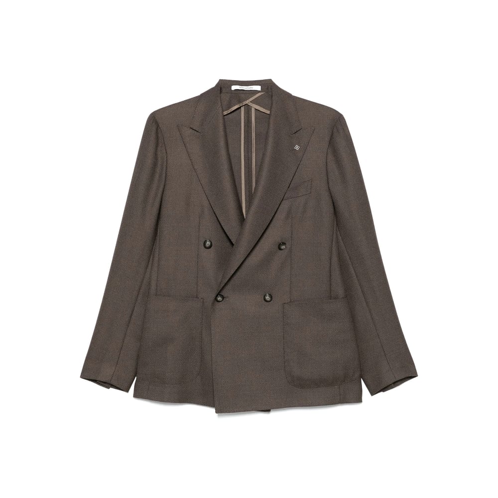 Tagliatore Double-breasted Blazer In Brown