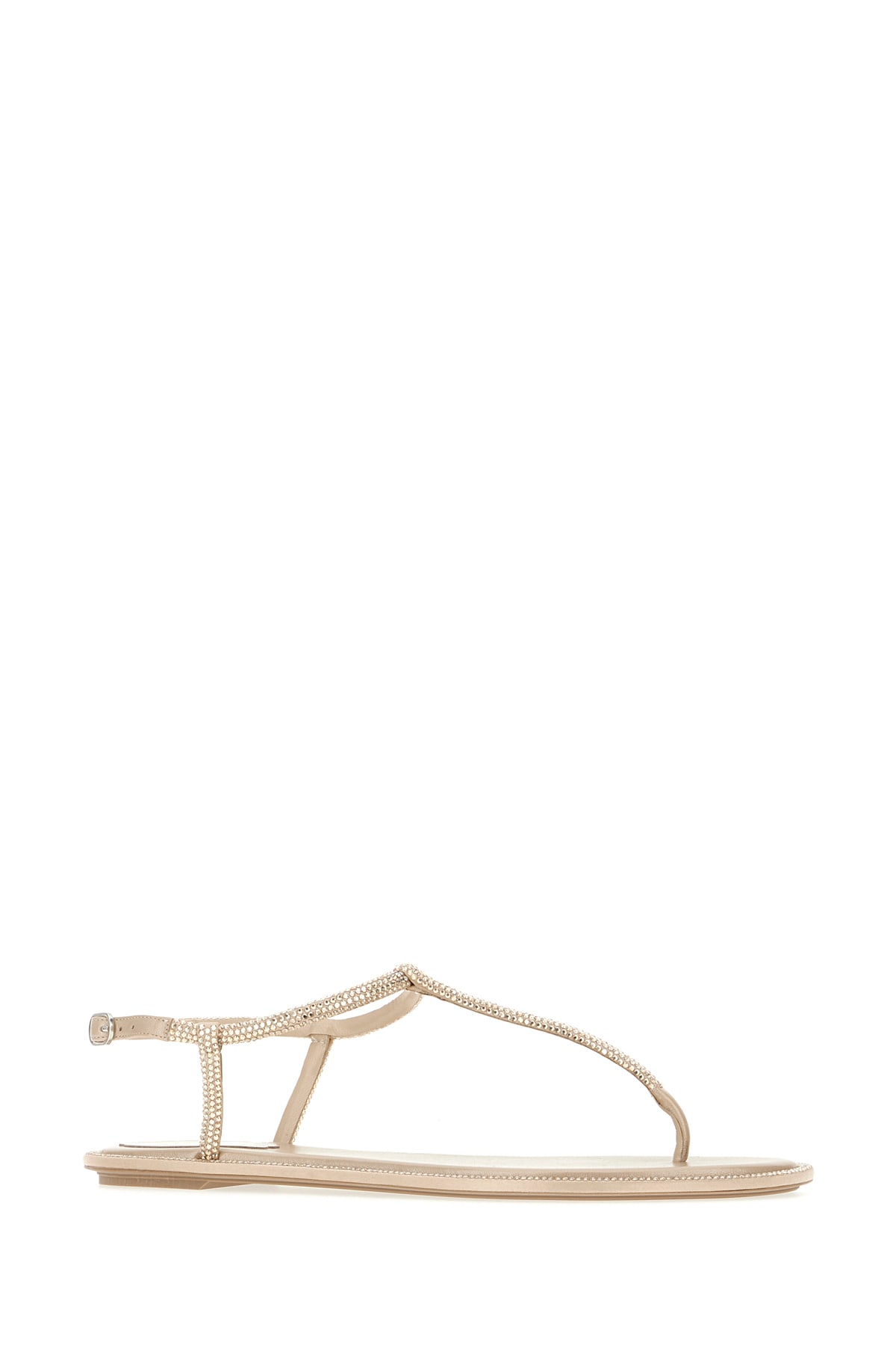 Shop René Caovilla Sand Satin And Leather Diana Sandals In Beige