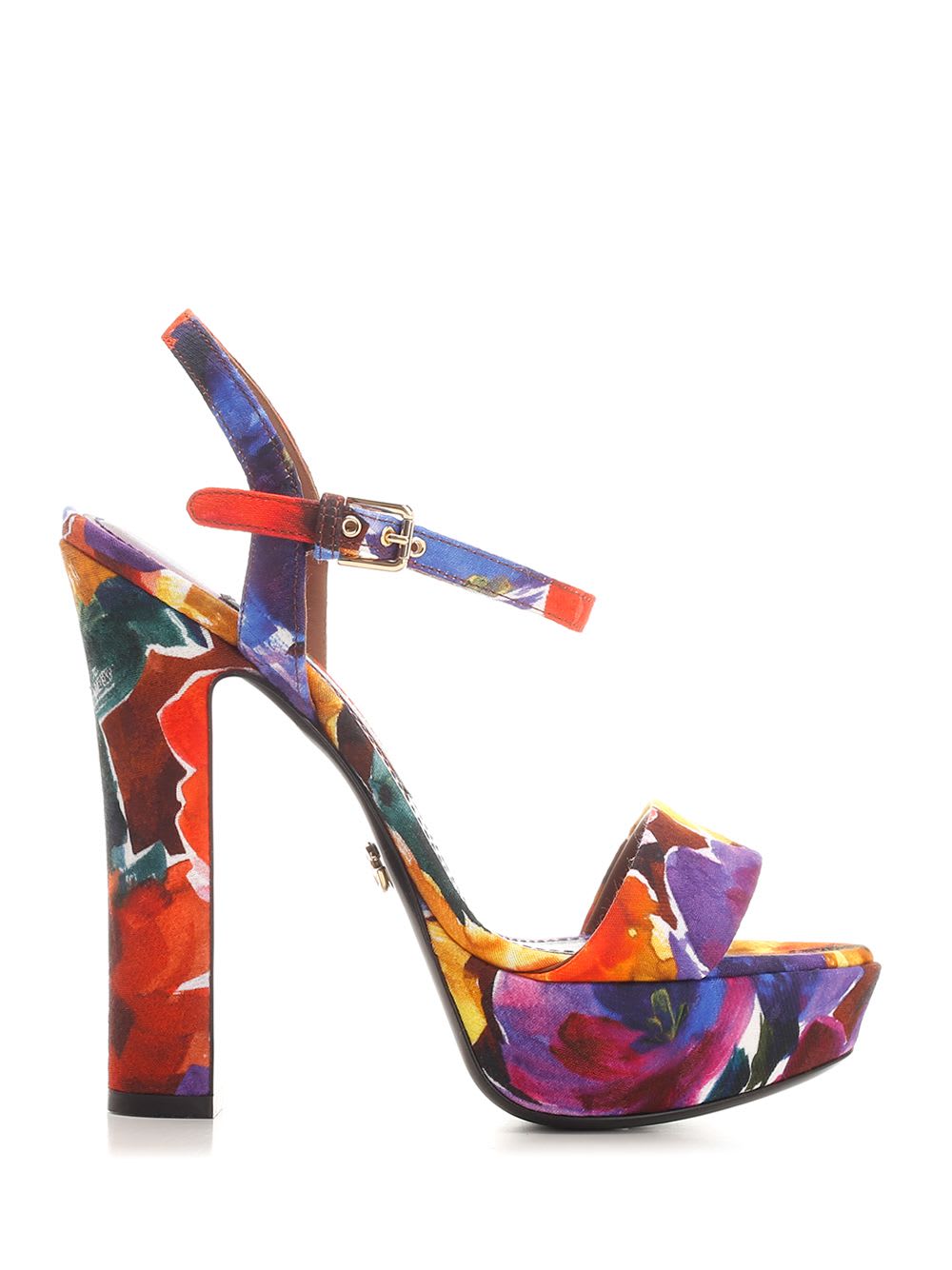 DOLCE & GABBANA PLATFORM SANDAL IN PRINTED BROCADE