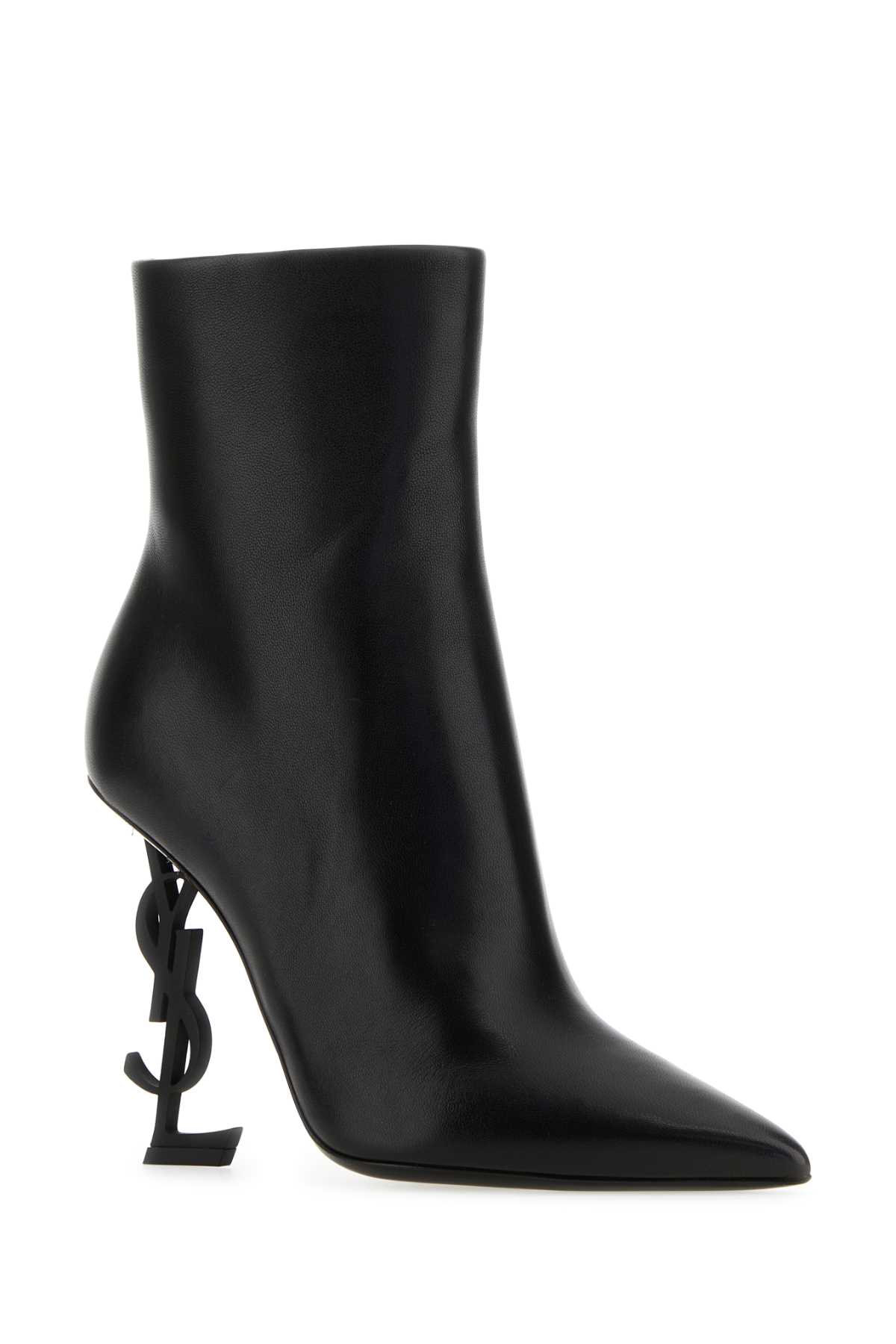 Shop Saint Laurent Black Leather Opyum 110 Ankle Boots In Nero