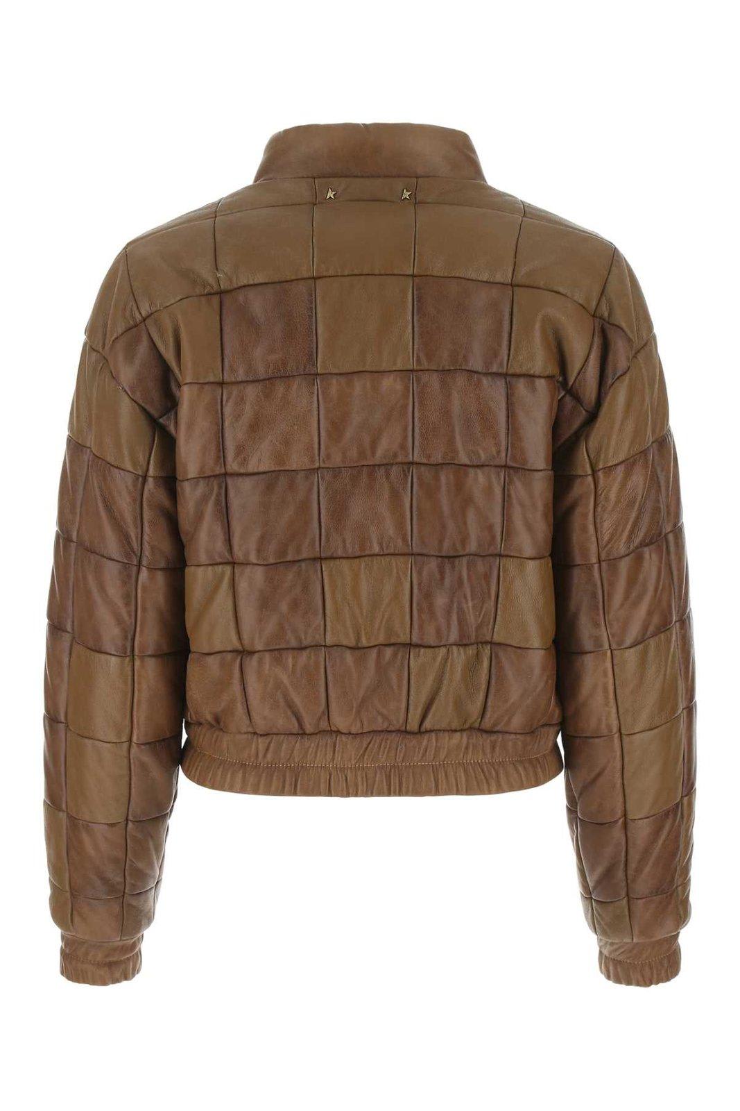 Shop Golden Goose Buttoned Padded Jacket In Brown