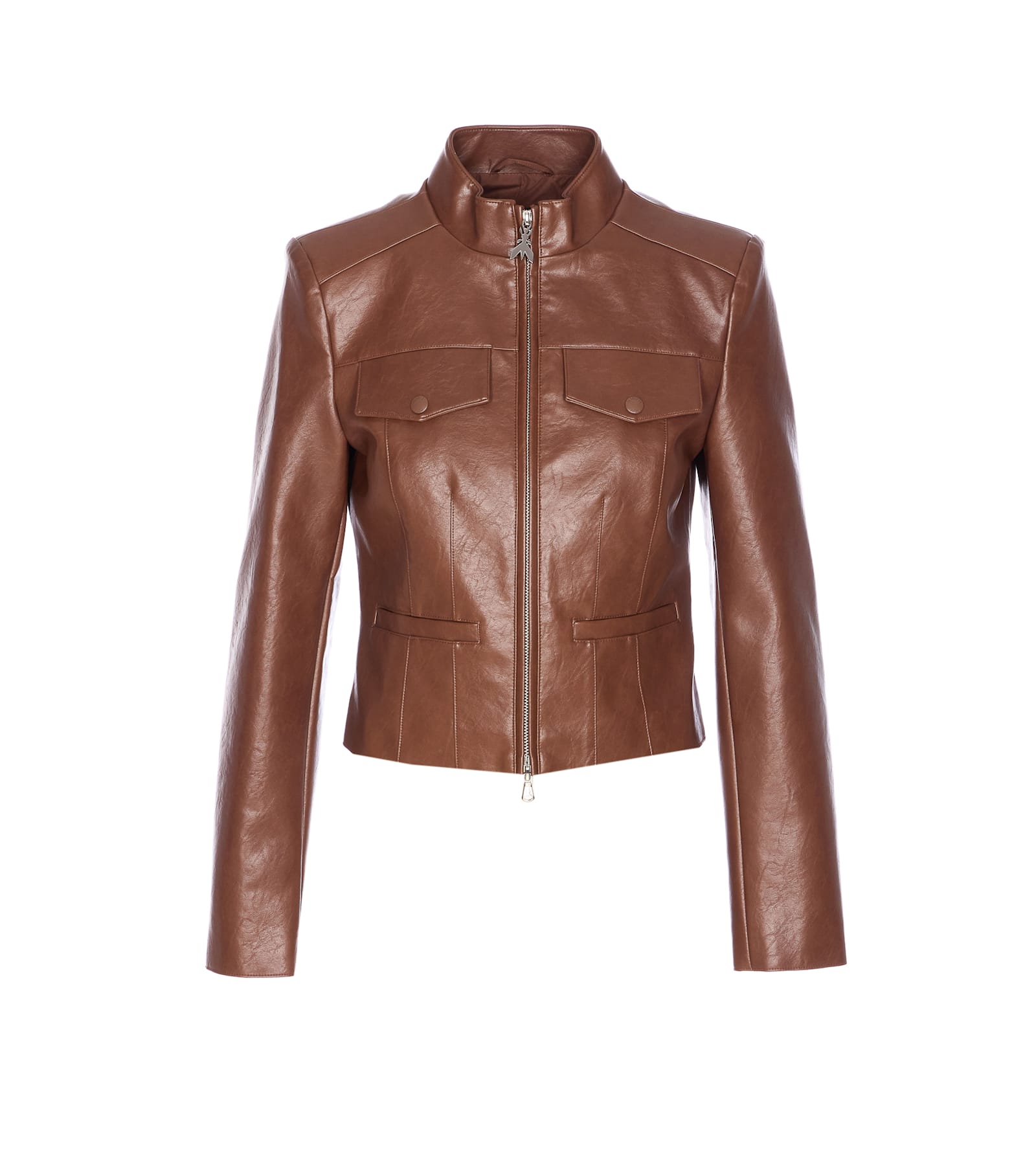 Patrizia Pepe Brown Biker Jacket In Brown