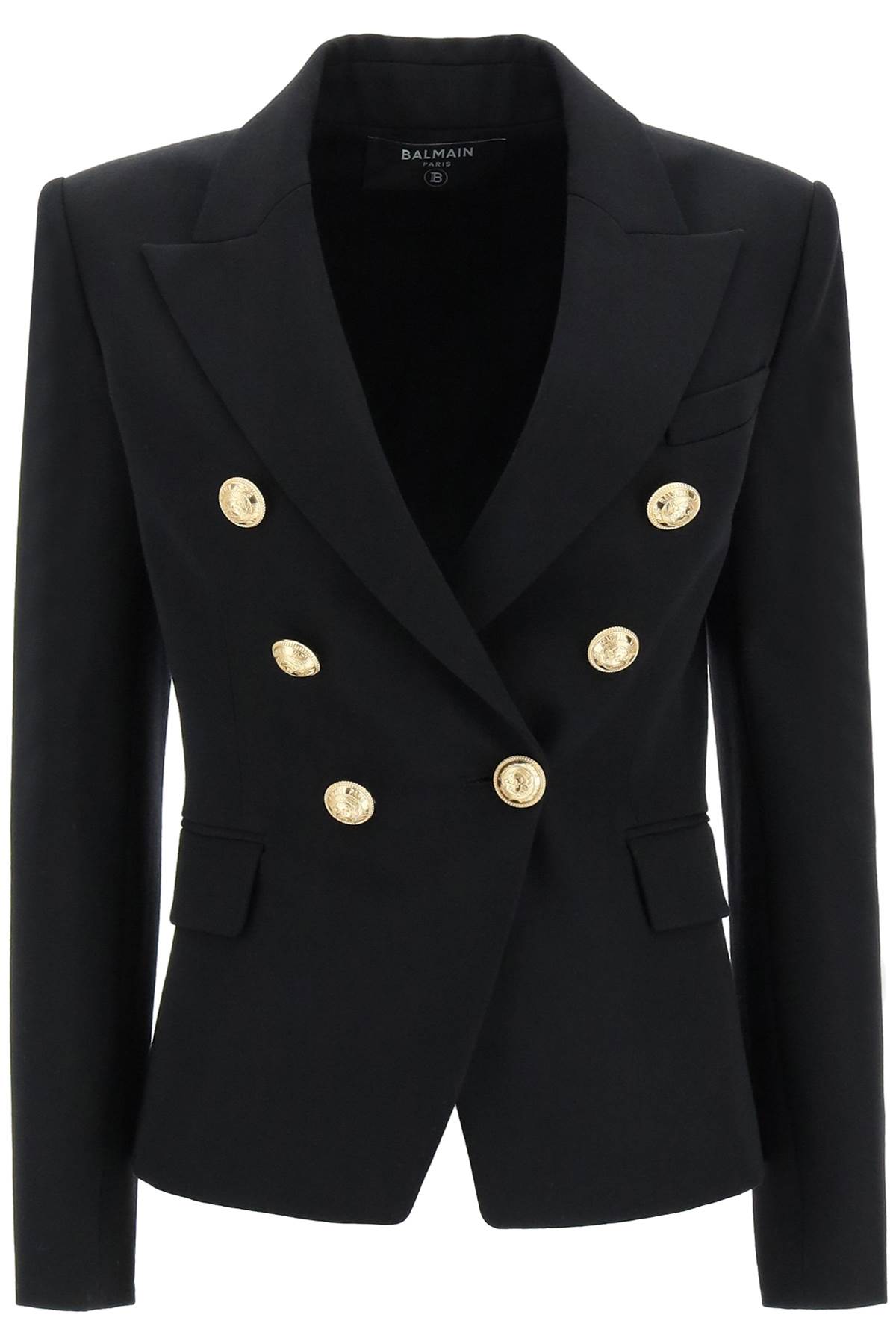 Balmain Wool Blazer With Iconic Metal Buttons In Black