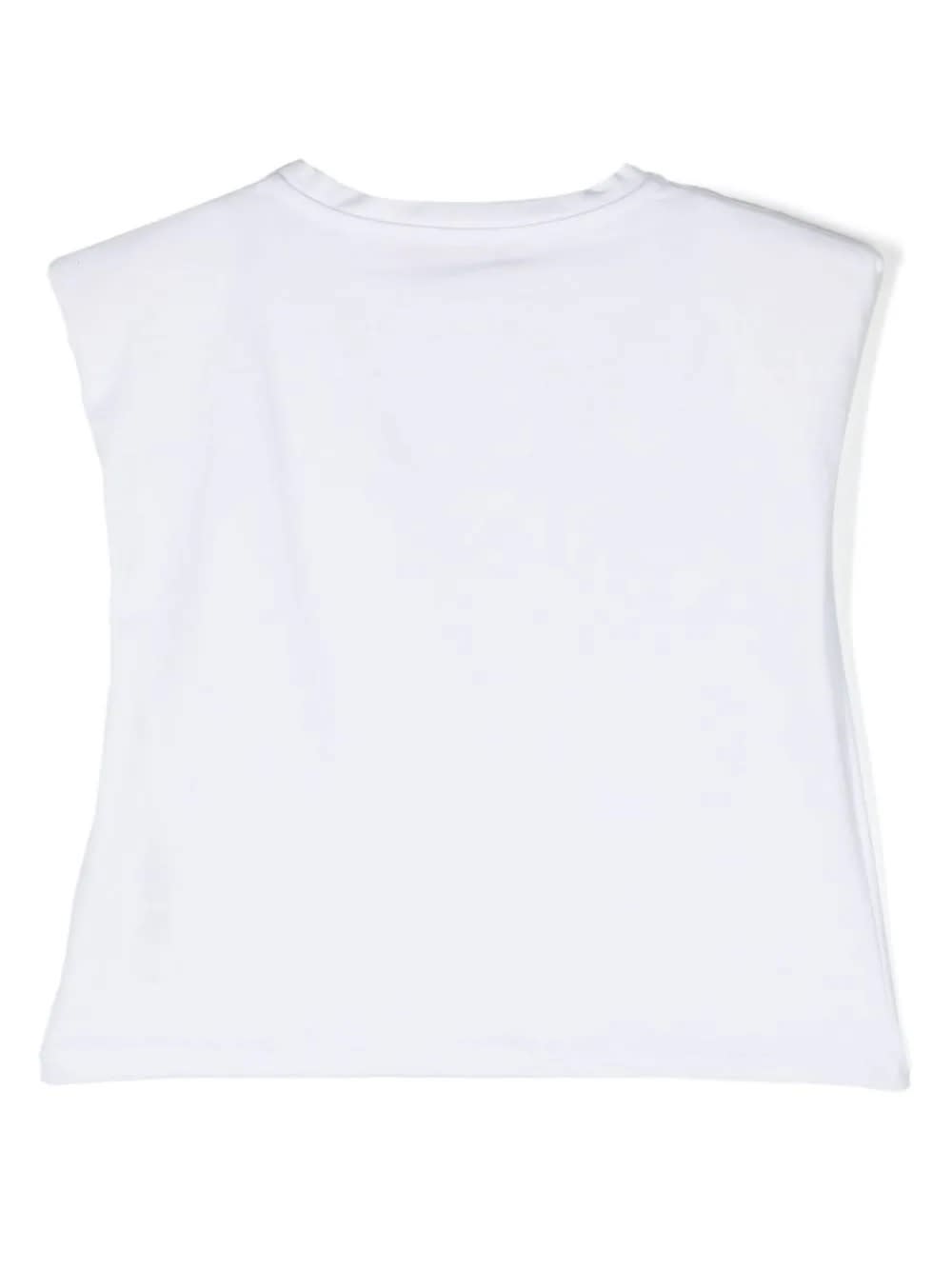 Shop Miss Blumarine White T-shirt With Rhinestone Logo