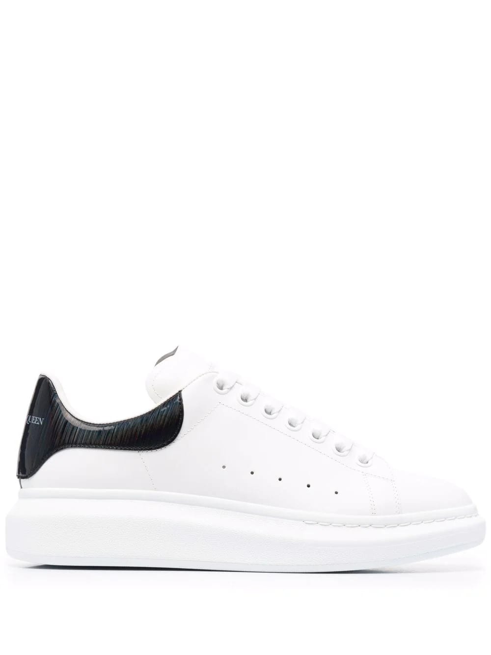 Alexander McQueen Man White Oversize Sneakers With Black Glossy Leather Spoiler With Multicolor Effect