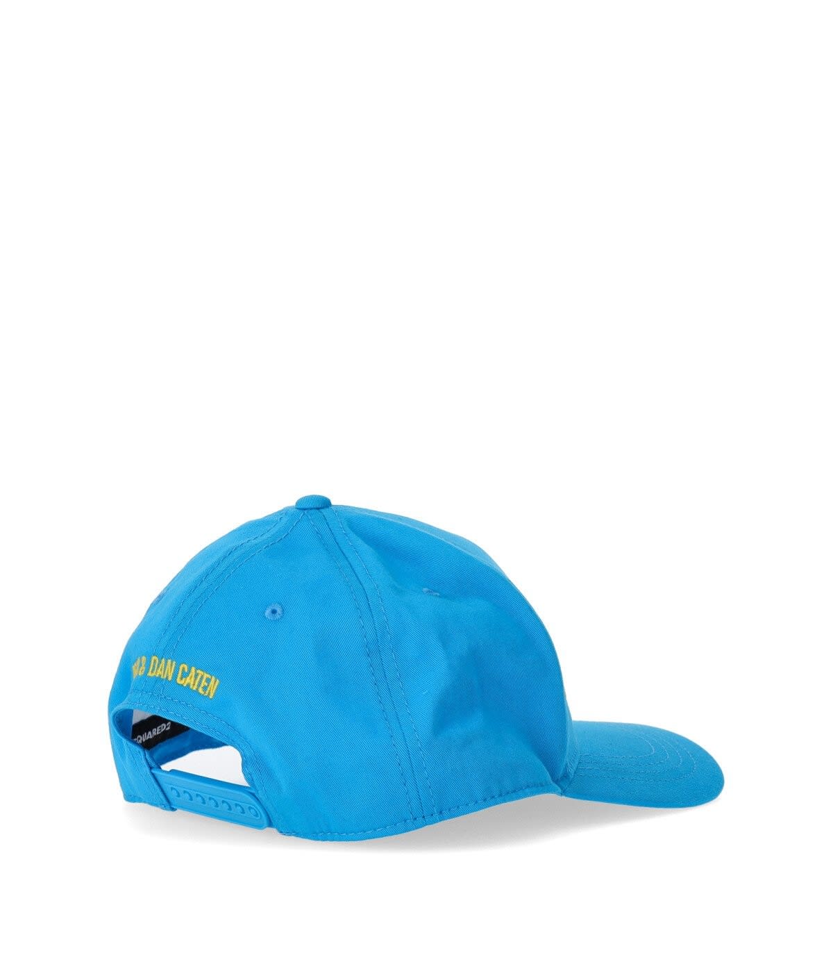 Shop Dsquared2 Blue Baseball Cap With Embroidered Logo In Cotton Man In Azzurro