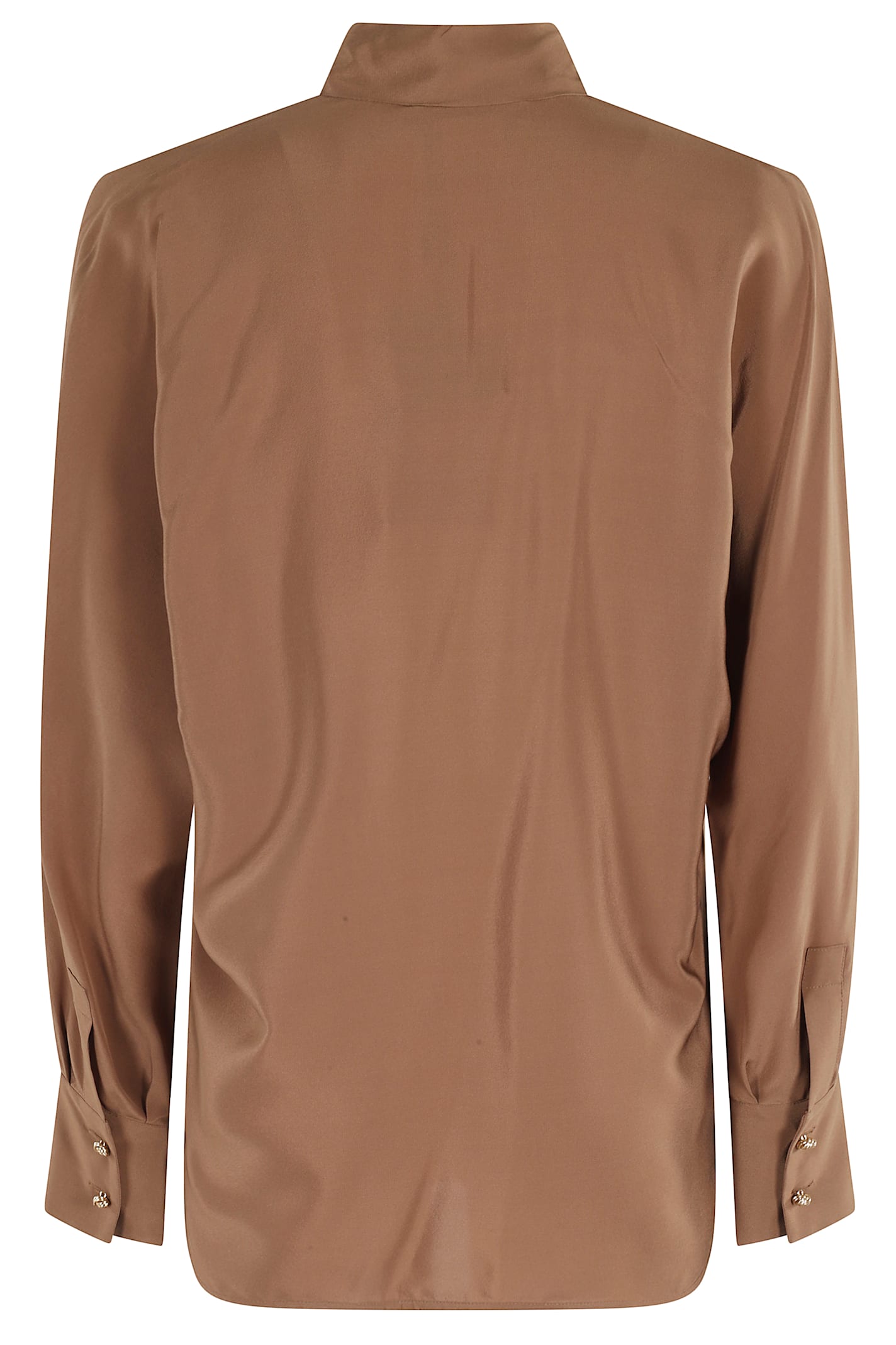 Max Mara Bow-collar Silk Blouse In Brown