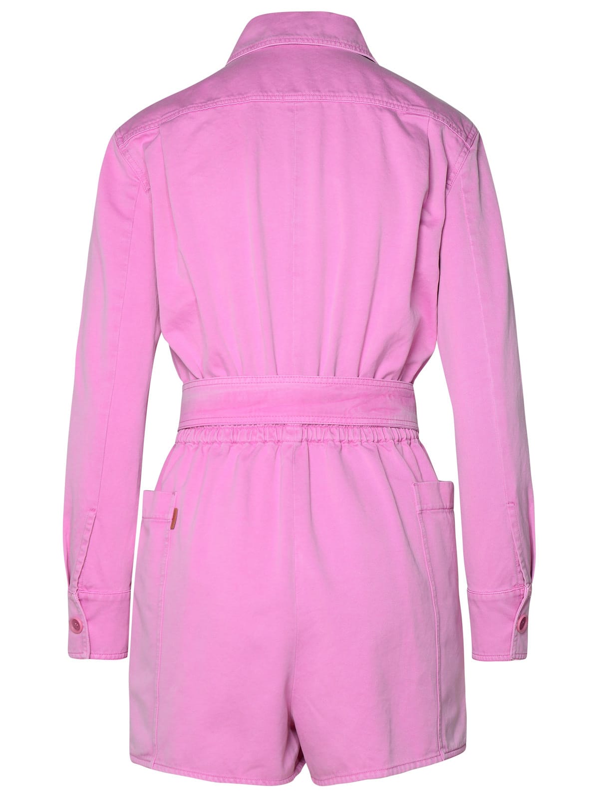 Shop Max Mara Peony Cotton Short Jumpsuit In Pink