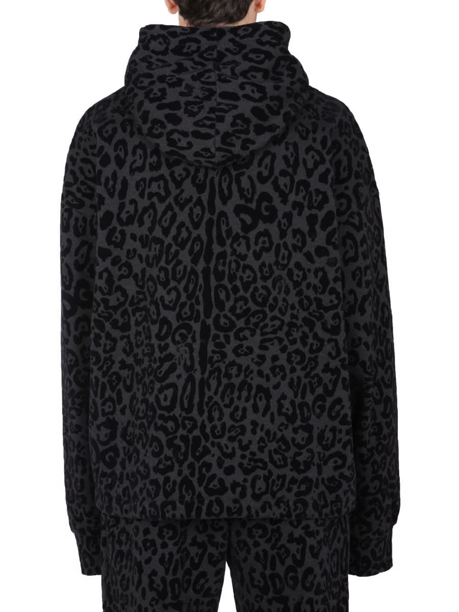 Shop Dolce & Gabbana Sweatshirt With Leopard Print In Animalier