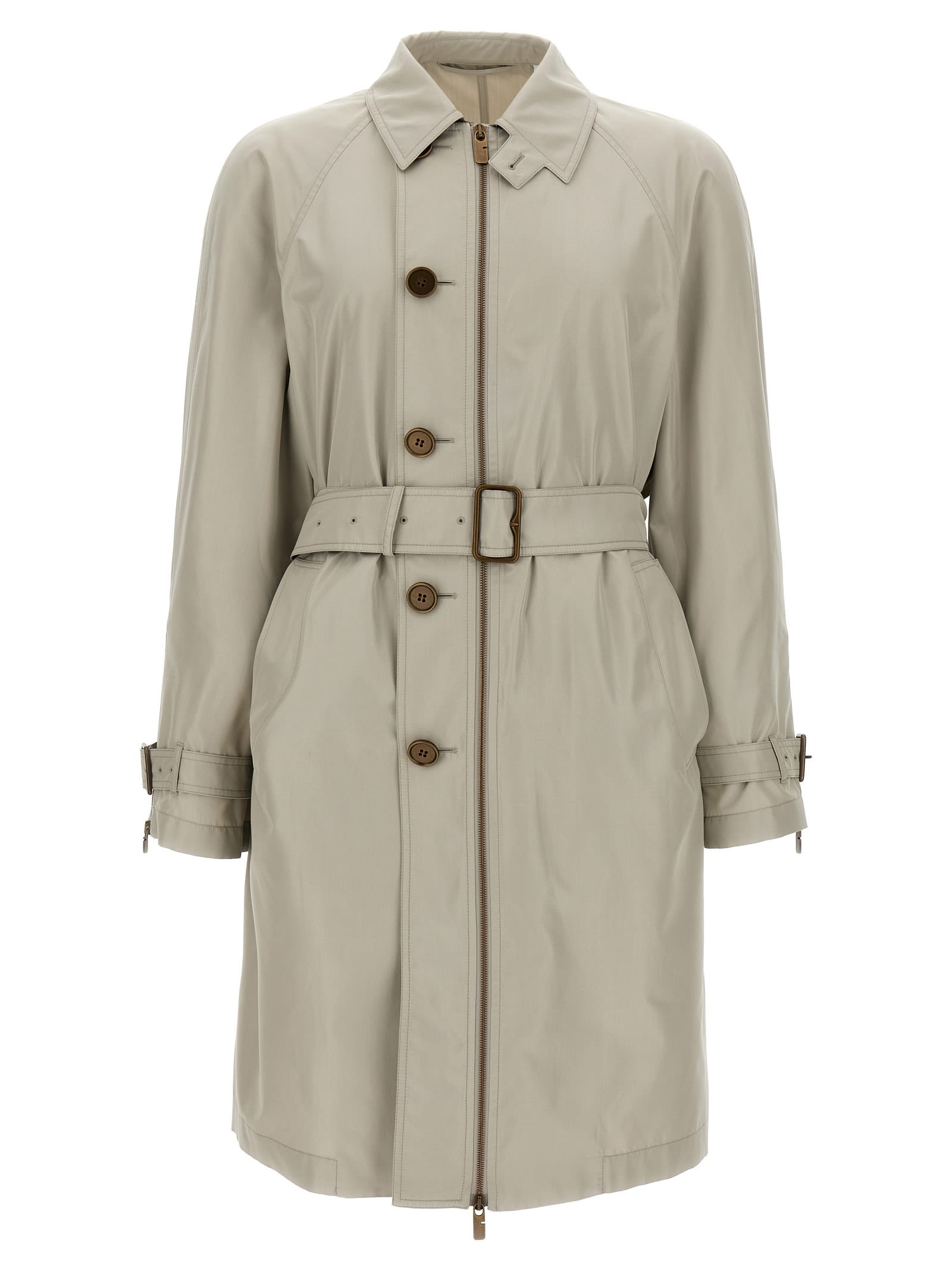 Burberry Car Coat Silk Coats And Trench Coats Gray In Gray