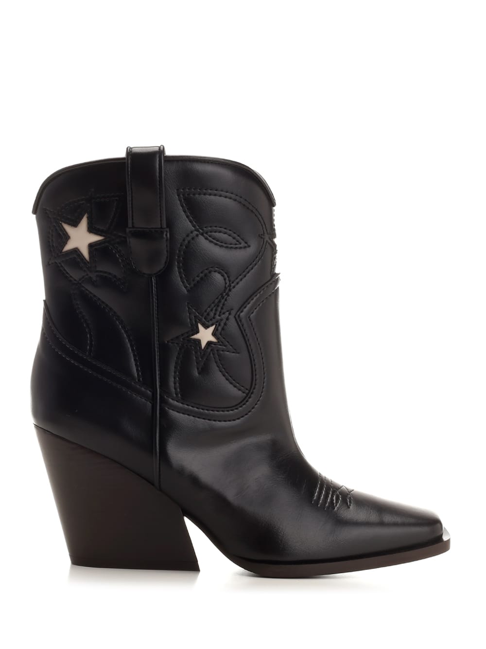 Stella Mccartney Cowboy Ankle Boots In Black/stone