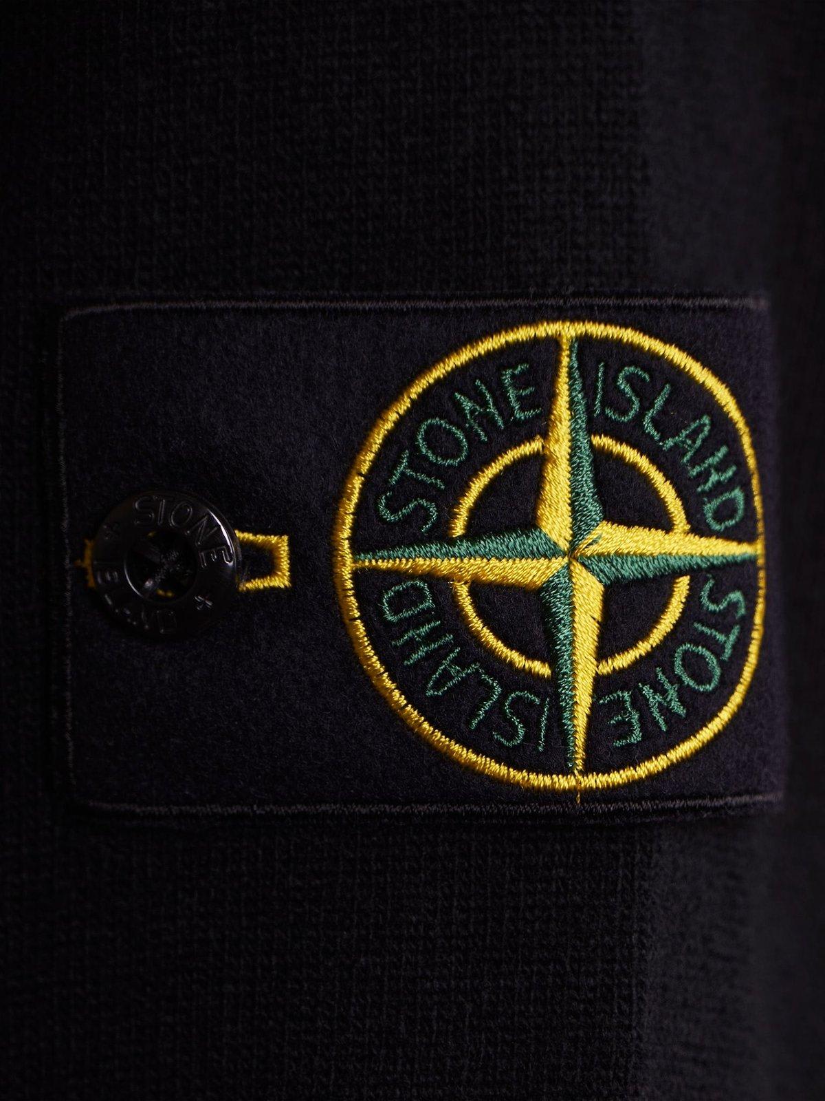 Stone Island Lightweight Wool Crew Neck Sweater With Raglan Sleeves Clothing In Black