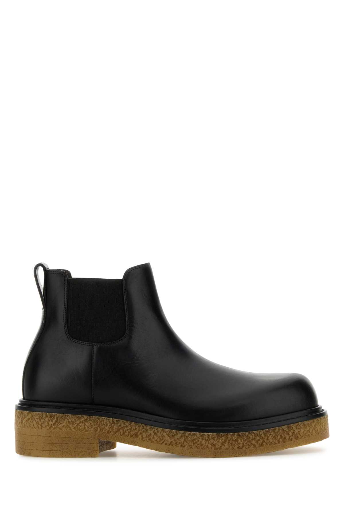 Shop Bottega Veneta Black Leather Haddock Ankle Boots