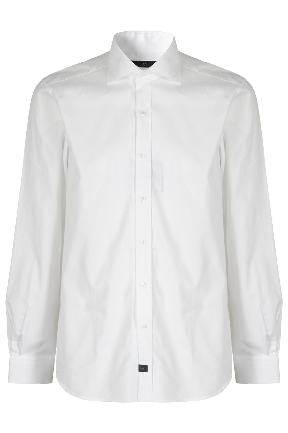 Fay Collo Francese Oxford In Bianco