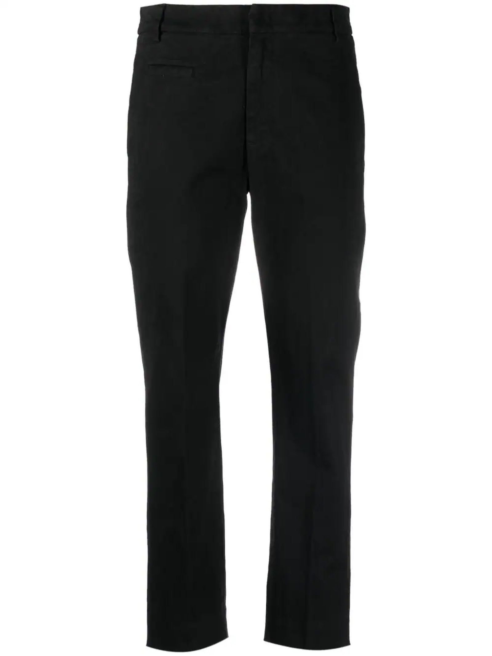 DONDUP BLACK COTTON TROUSERS 