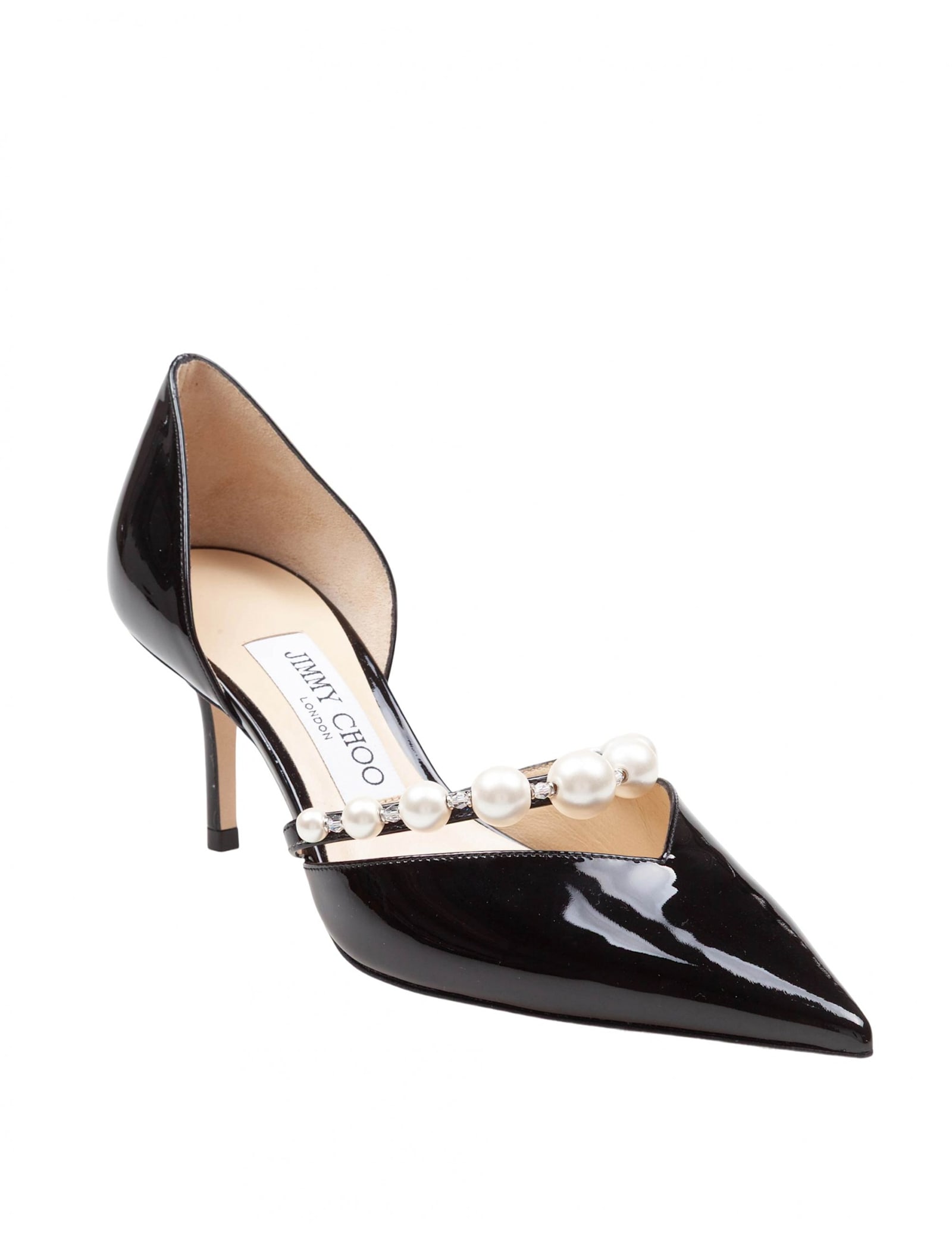 Jimmy Choo Aurelie 65 Patent Leather Pumps With Applied Pearls In Black