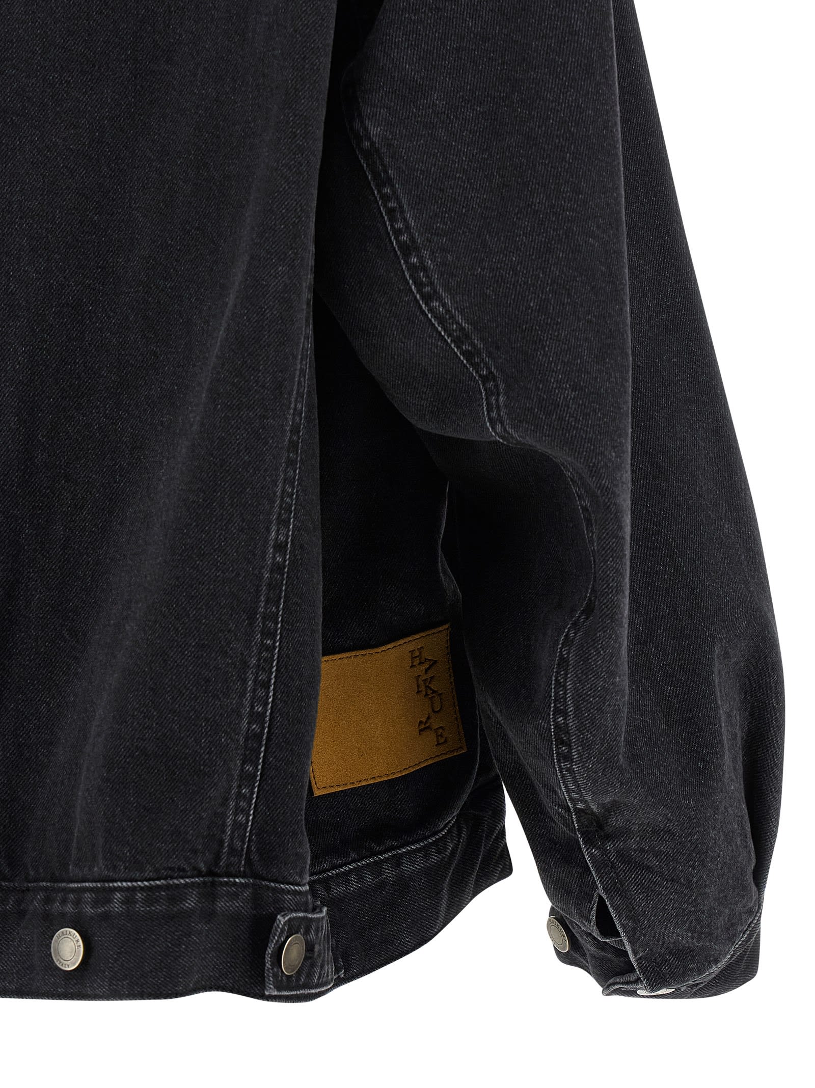 Haikure Button-down Long-sleeved Denim Jacket In Black