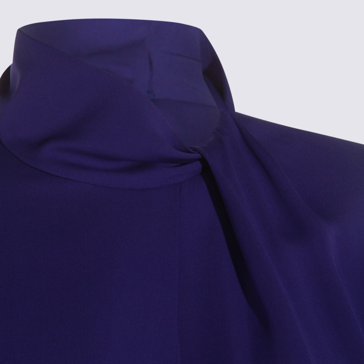Tom Ford Long Sleeve High Neck Top With Back Pleat In Blue