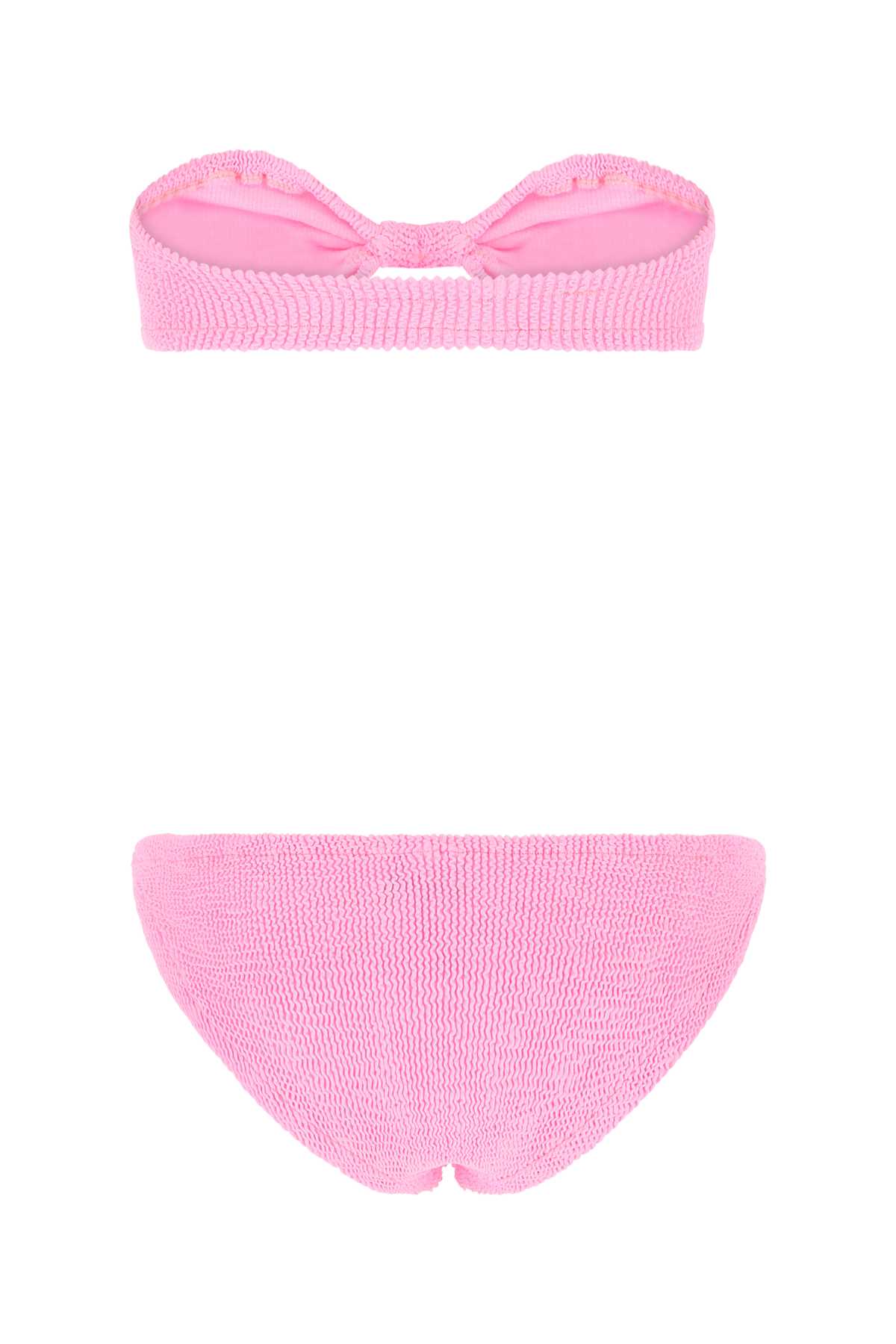 Hunza G Fluo Pink Stretch Nylon Bikini In Bubblegum