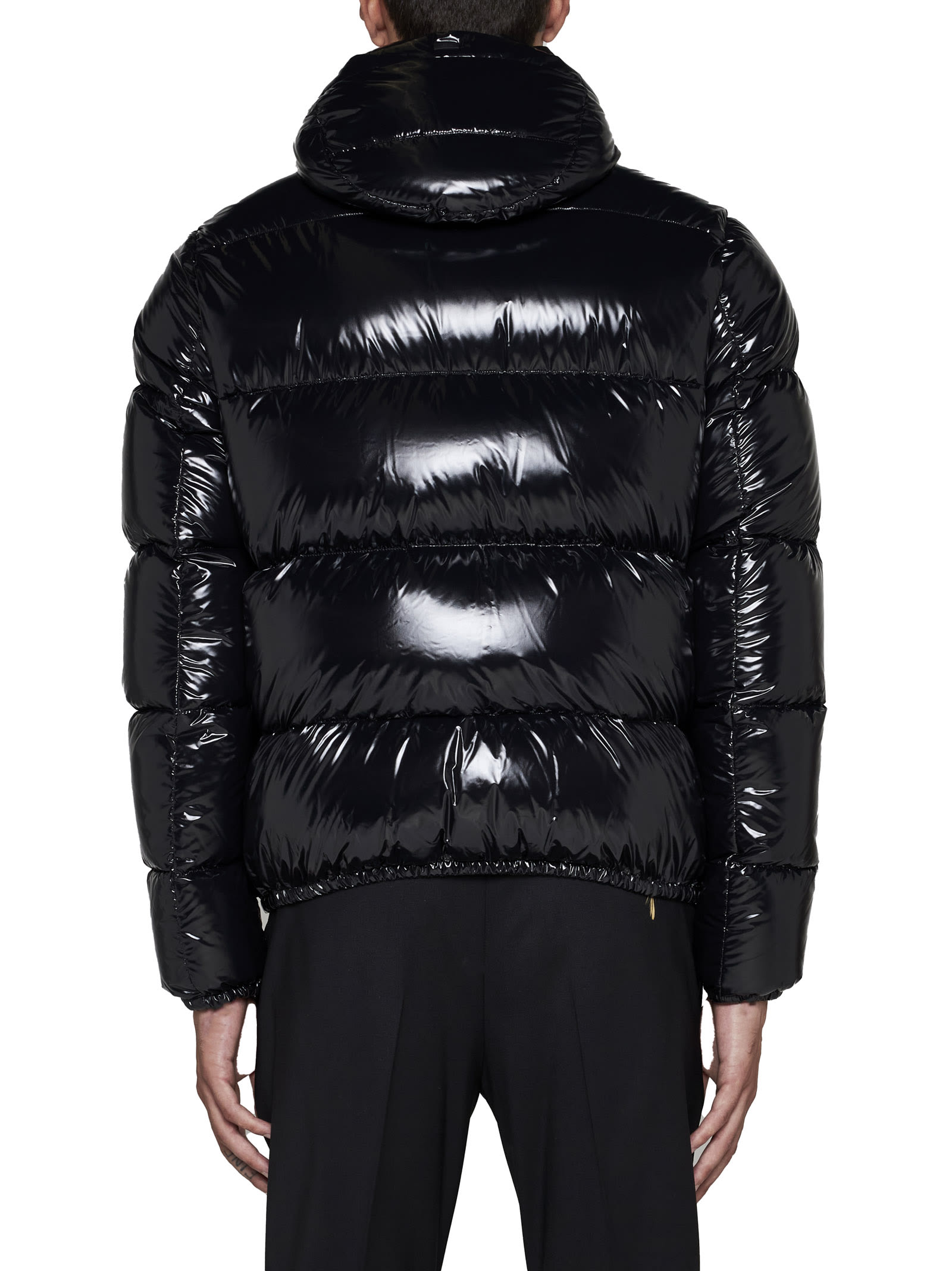 Herno Hooded Shiny Down Jacket In Black