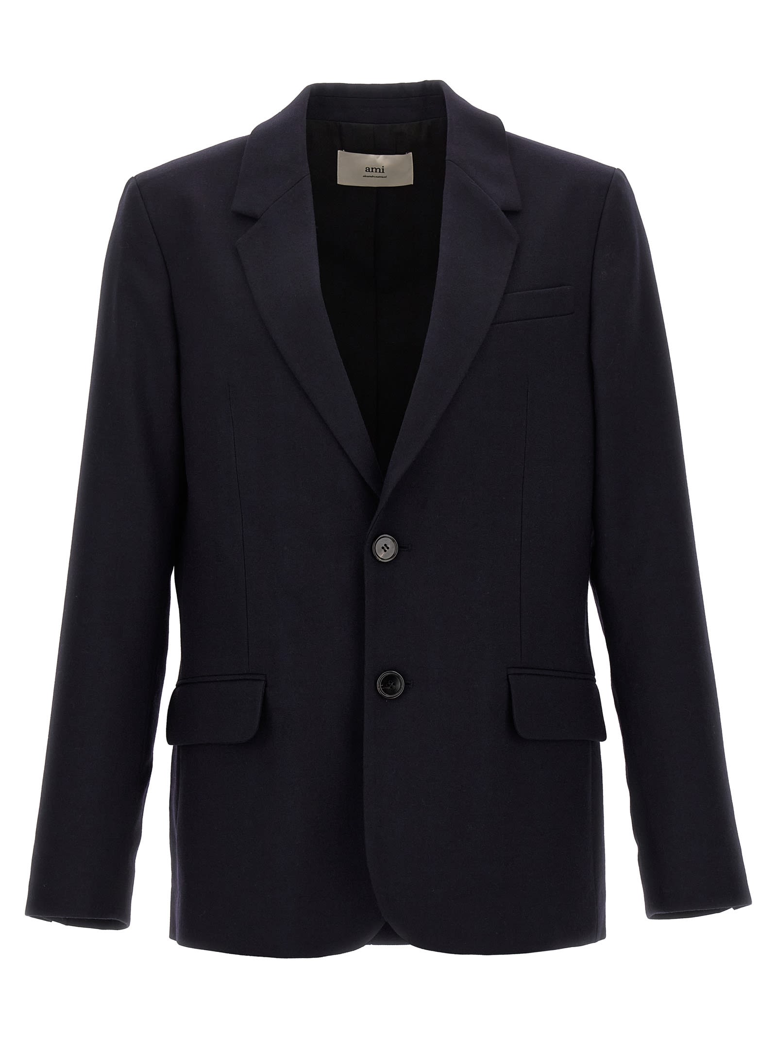 Shop Ami Alexandre Mattiussi Single-breasted Wool Blazer In Blue