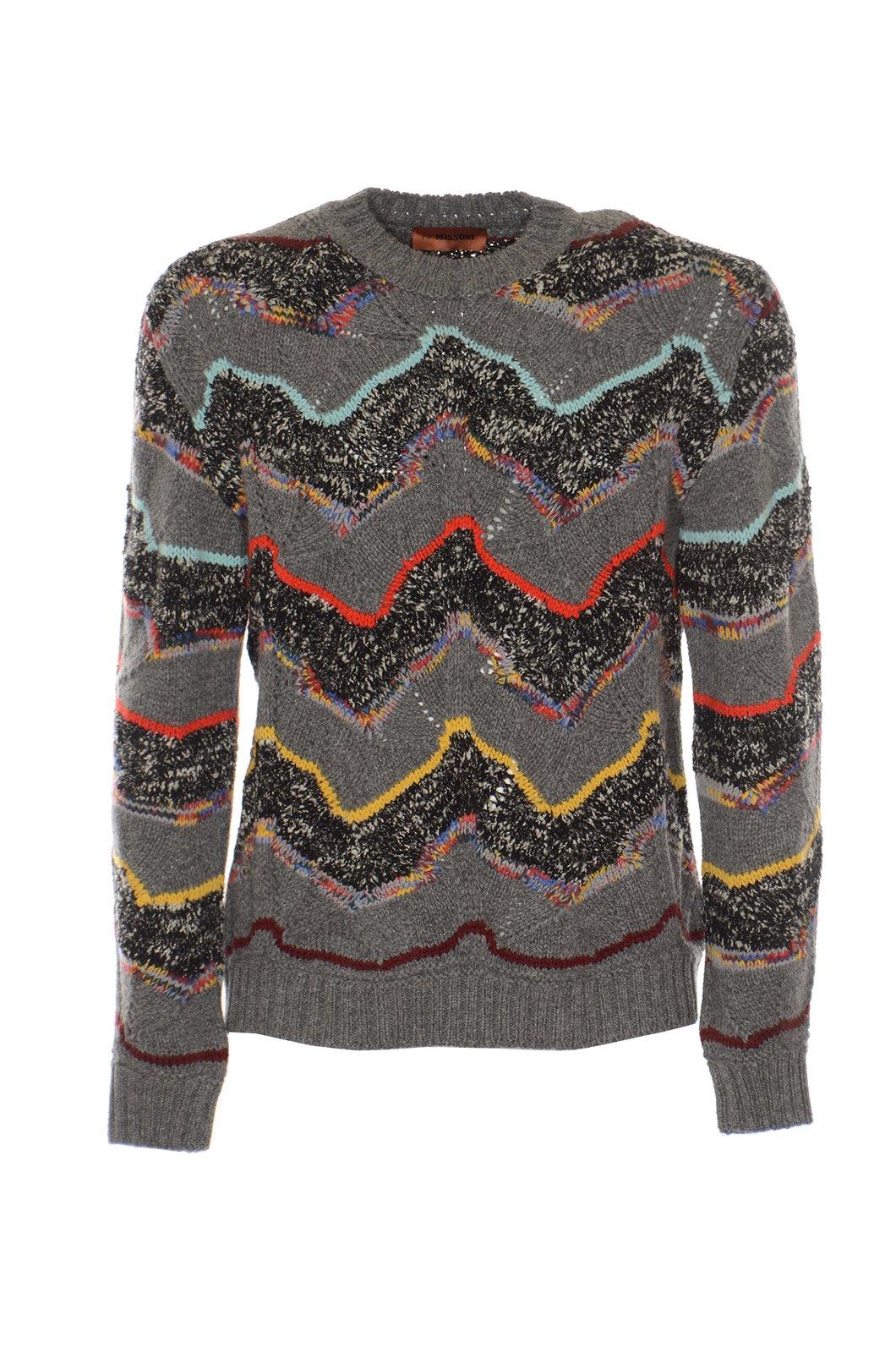 Missoni Zig-zig Cable-knitted Crewneck Sweater