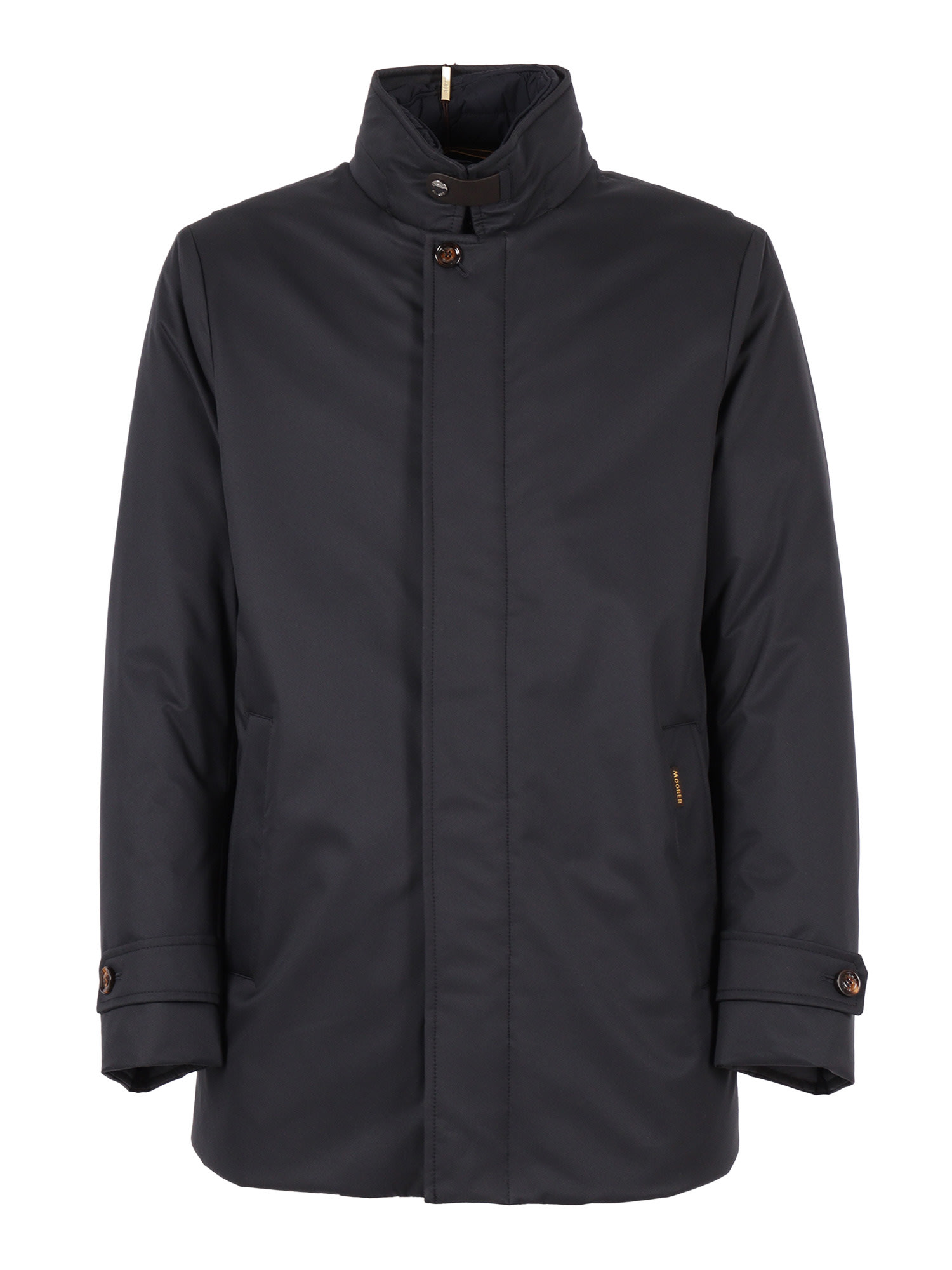 Moorer High Neck Padded Jacket With Cuff Straps In Blue