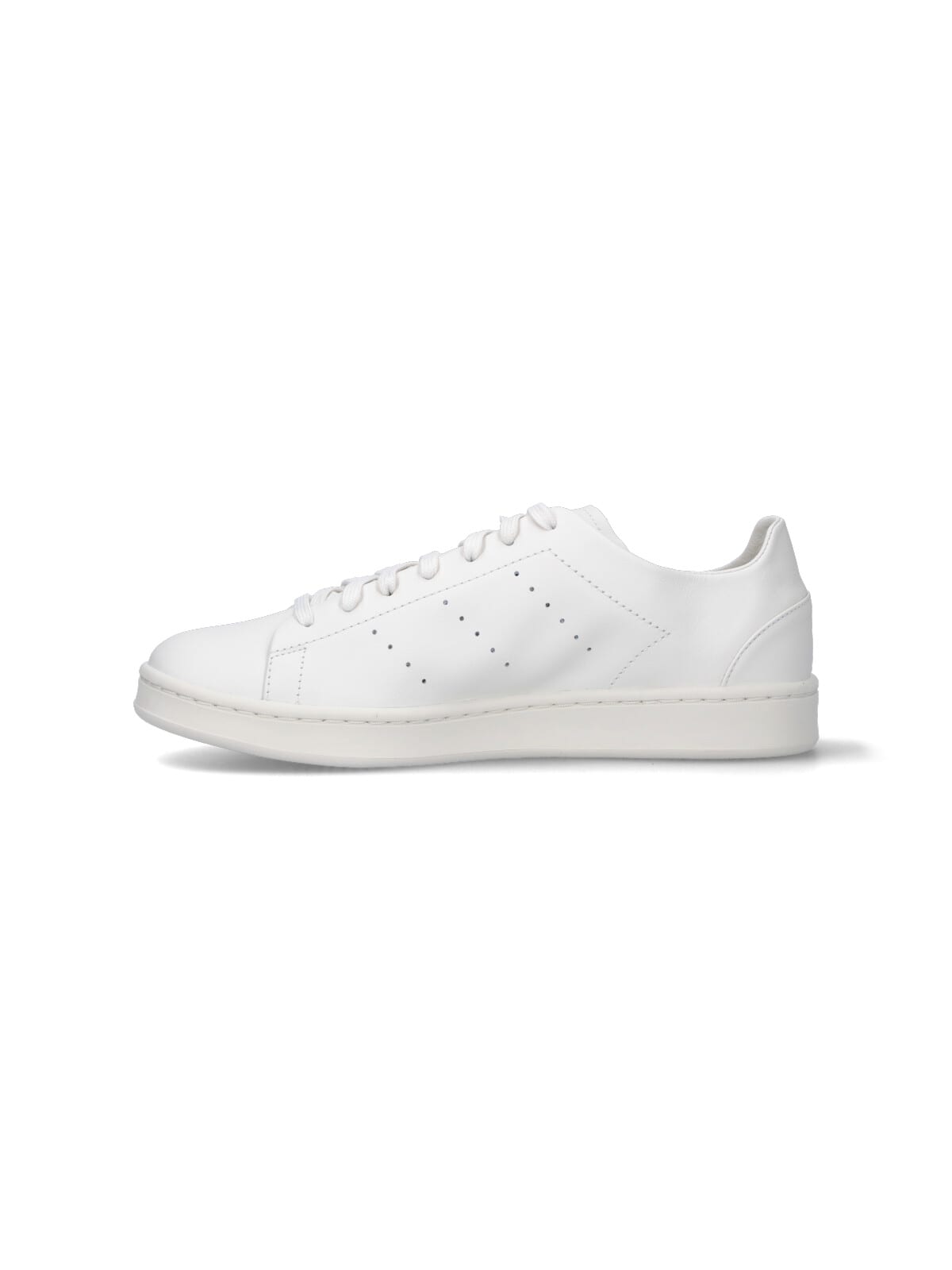 Y-3 White Leather Sneakers With Rounded Toe And Lace-up Closure In White