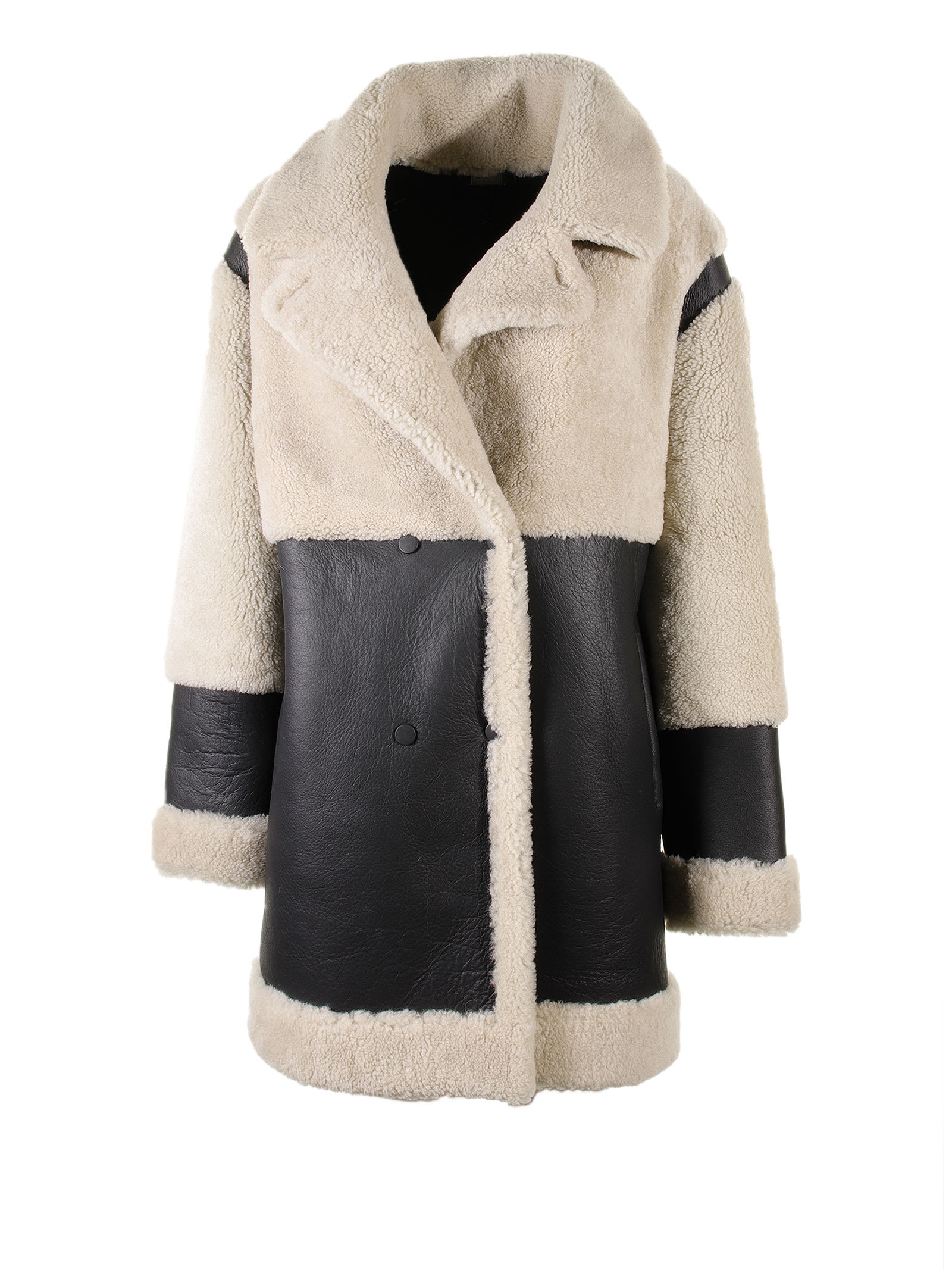 HISO URBAN TWO-TONE COAT IN NAPPA AND SHEEPSKIN