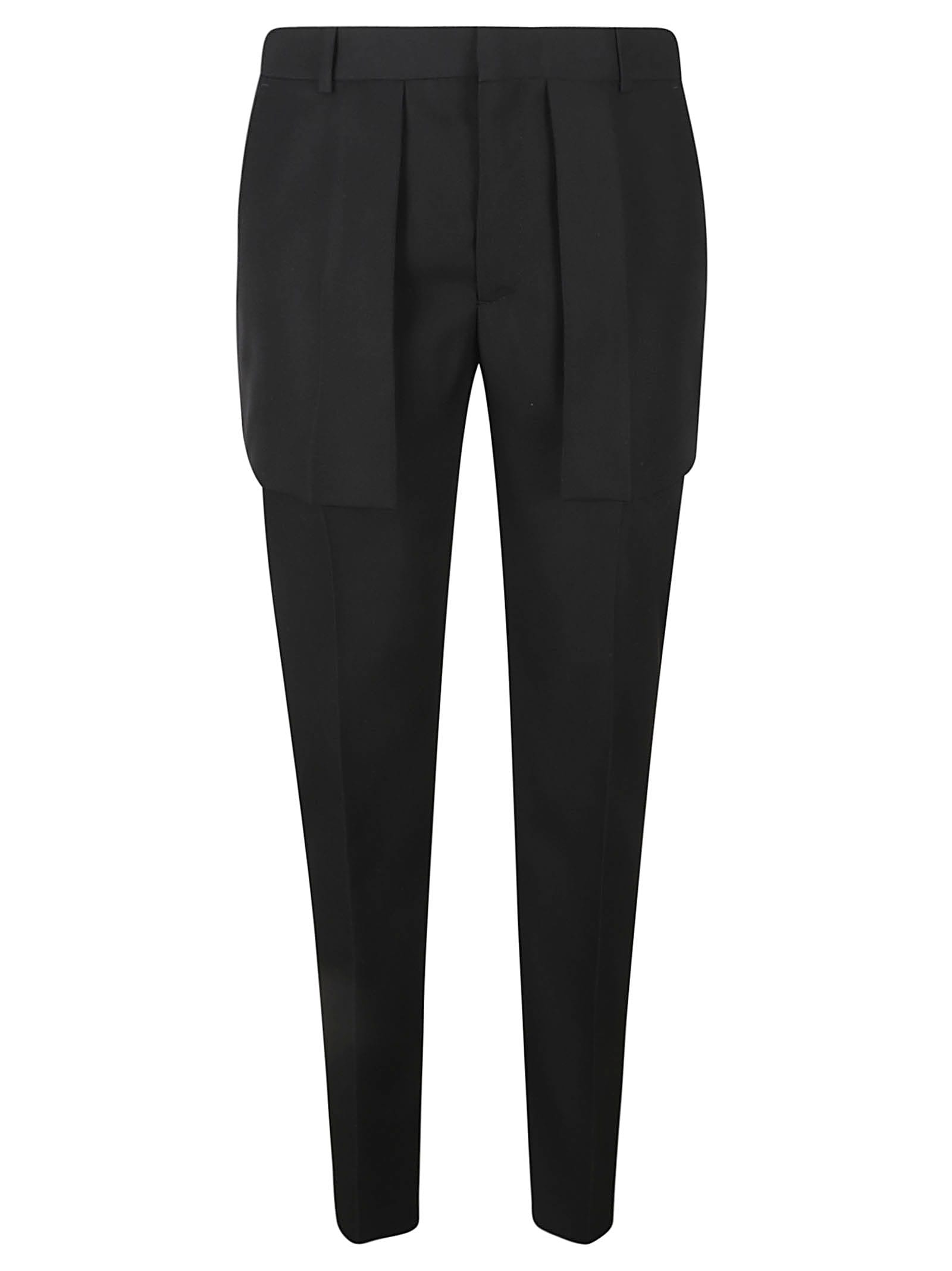 Alexander Mcqueen Pleat Detail Slim Fit Trousers In Black
