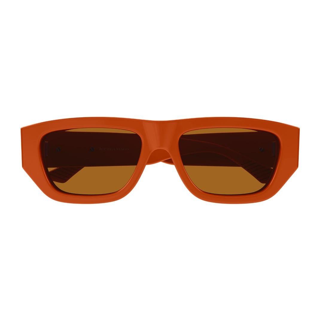 Shop Bottega Veneta Rectangular Frame Sunglasses In 004 Orange Orange Brown