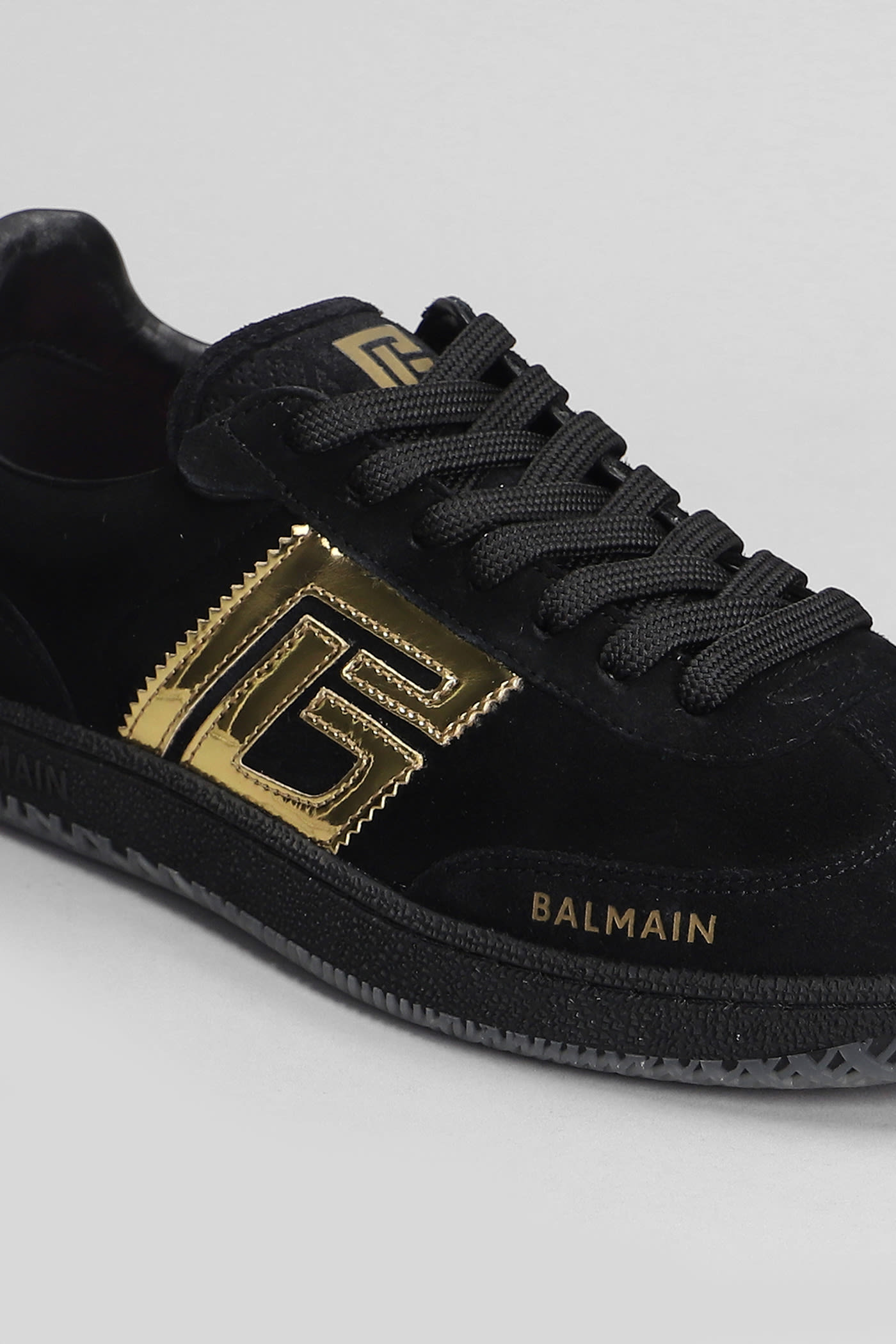 Shop Balmain Swan Sneakers In Black Suede