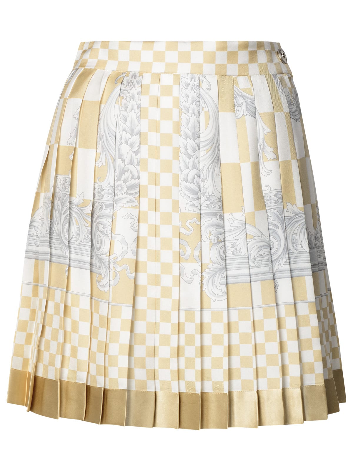 Shop Versace Barocco Beige Silk Skirt In Multicolor