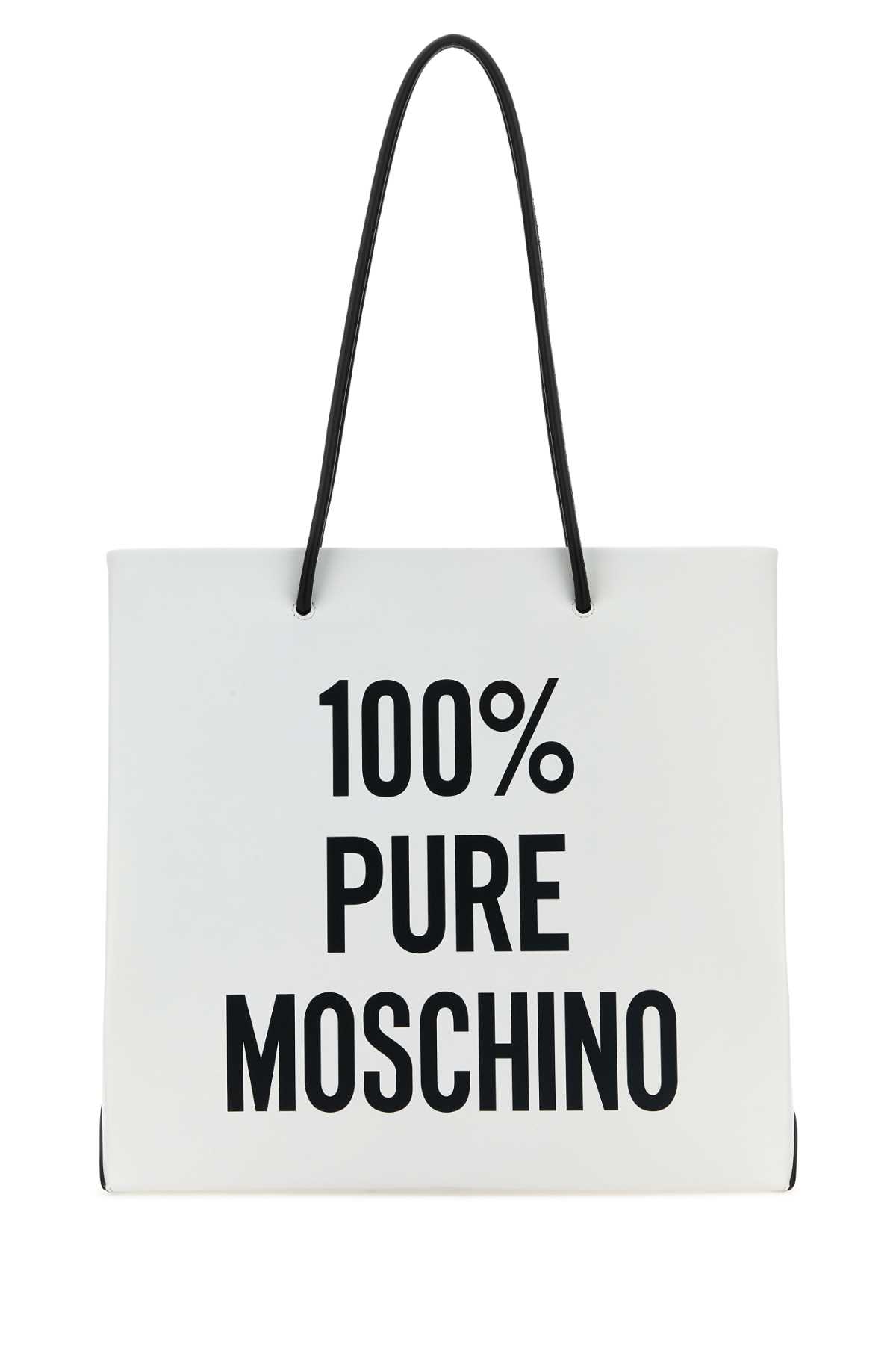 White Leather 100% Pure Moschino Shopping Bag