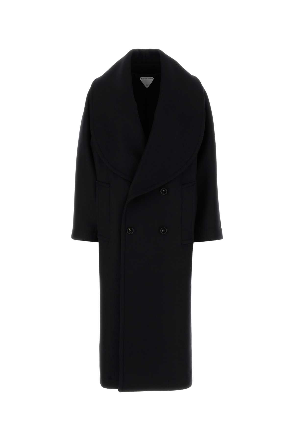 Bottega Veneta Black Stretch Wool Blend Coat In Black